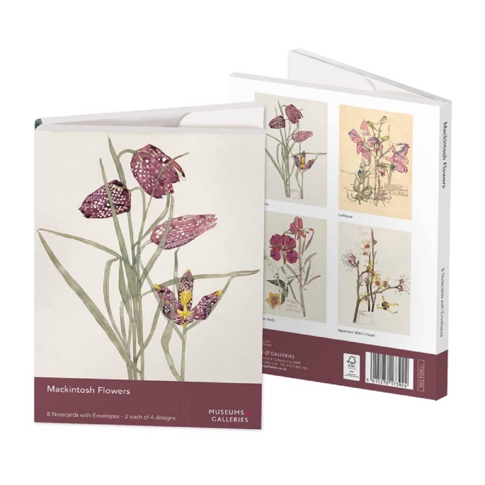 Mackintosh Flowers - Pack Of 8 Notecards And Envelopes