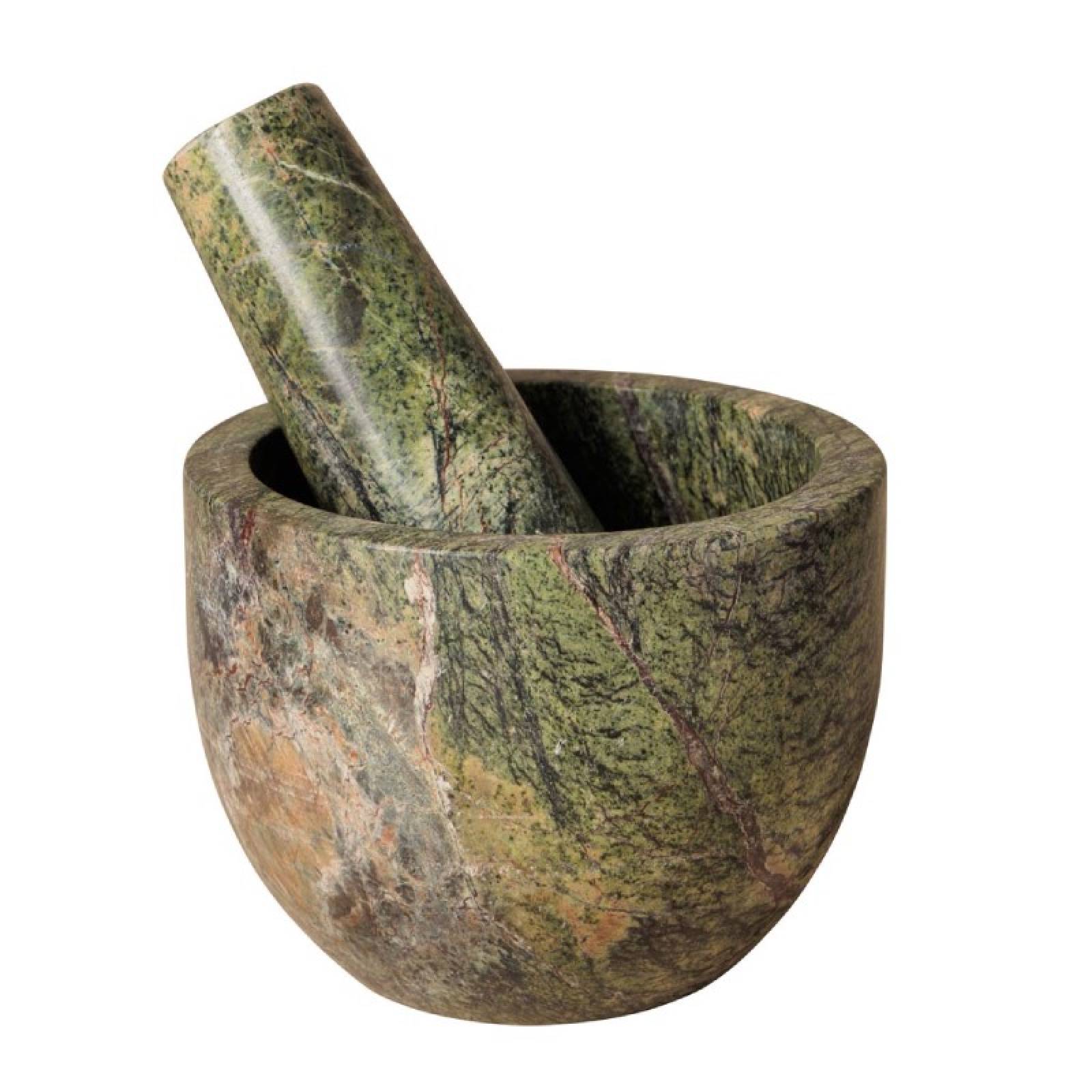 Marble Pestle & Mortar In Forest Green