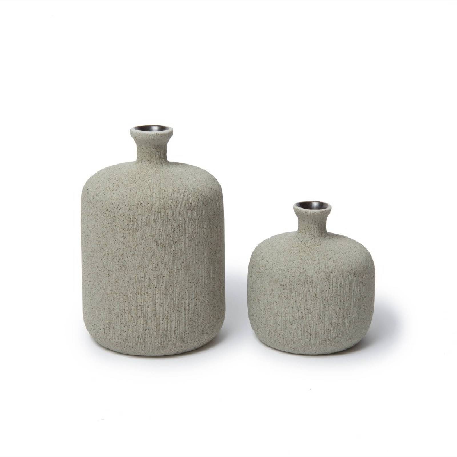 Medium Bottle Shaped Vase In Textured Sand Grey H: 11cm Lindform thumbnails