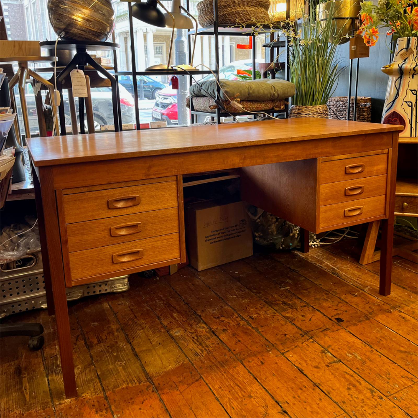 Mid-Century Danish Teak Twin Pedestal Desk