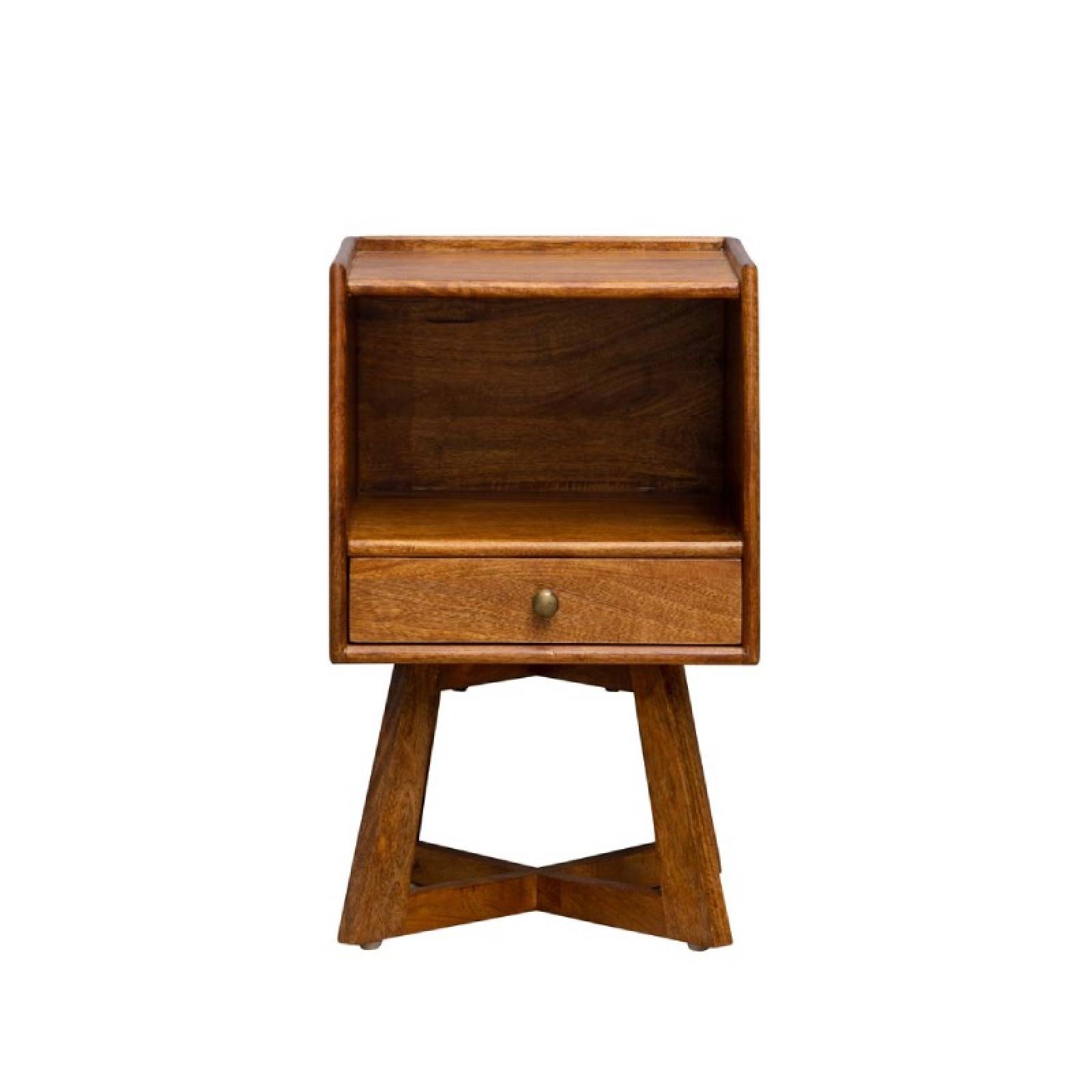 Mid Century Style Wooden Bedside Table With Drawer