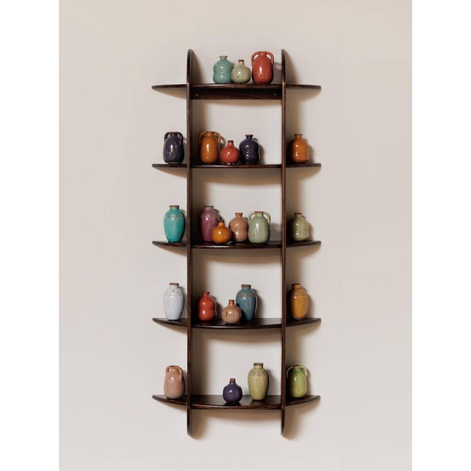 Mid Century Style Wooden Sectioned Wall Shelving thumbnails