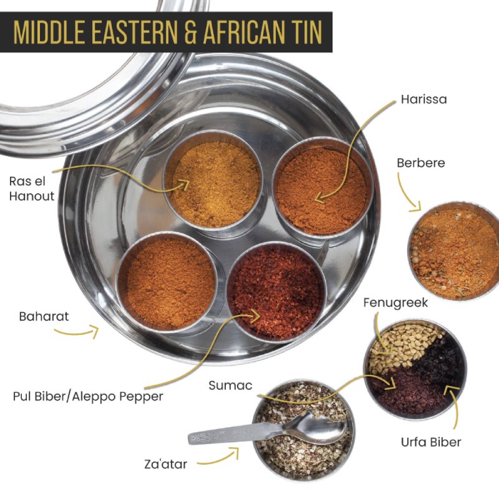 Middle Eastern & African Spice Tin With 9 Spices & Sari Wrap thumbnails