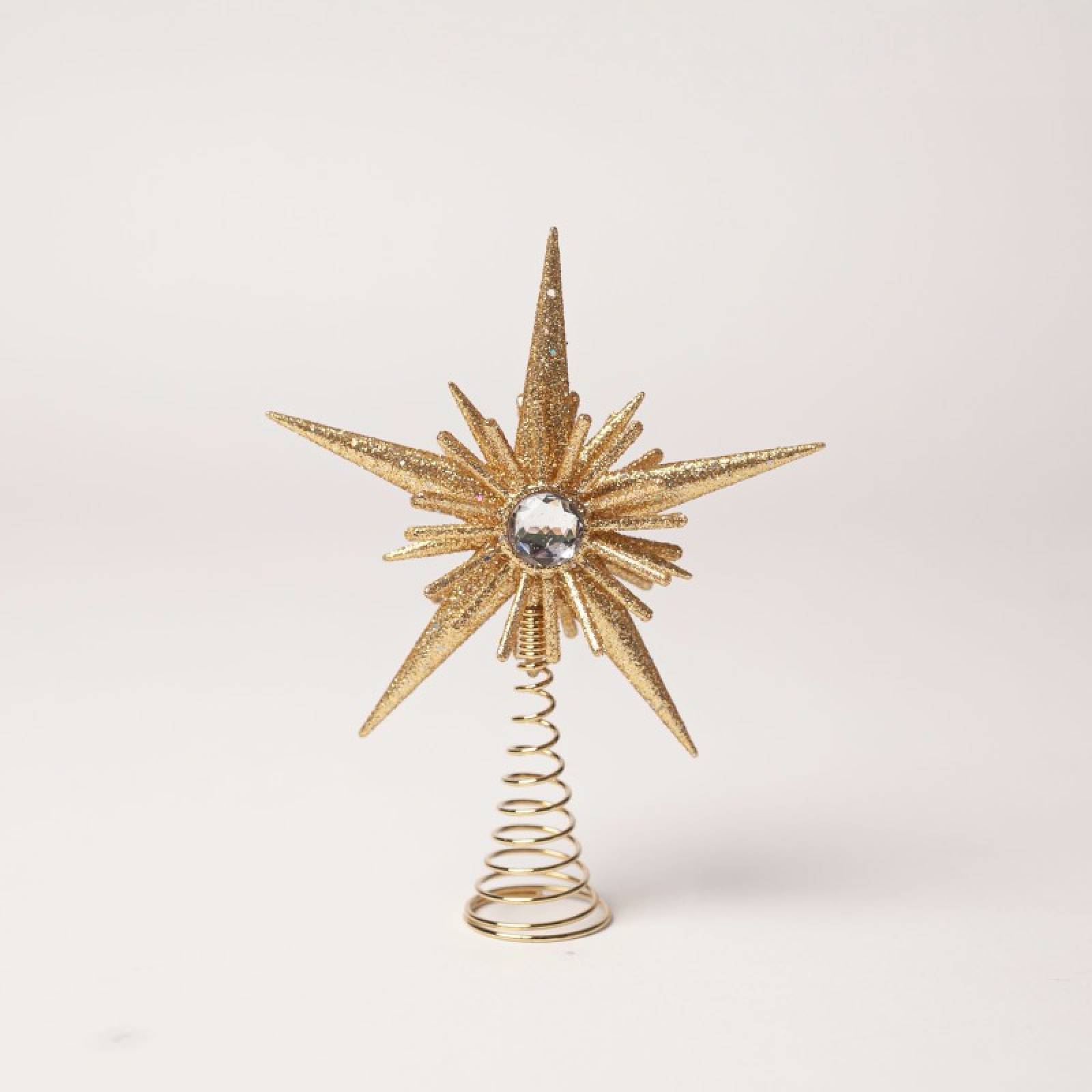 Mini Gold Glitter Jewelled Star Christmas Tree Topper