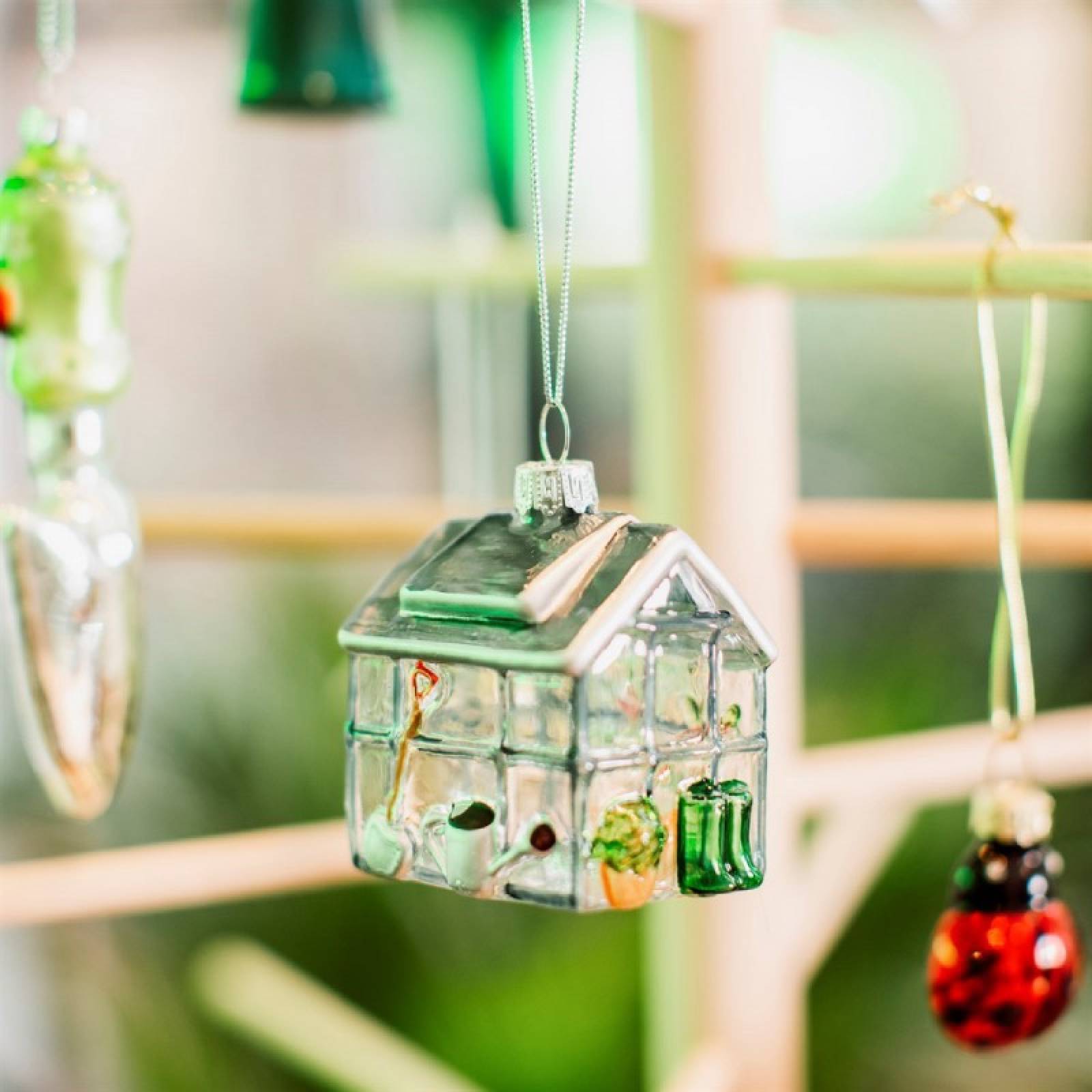 Mini Greenhouse Shaped Bauble Glass Christmas Decoration thumbnails