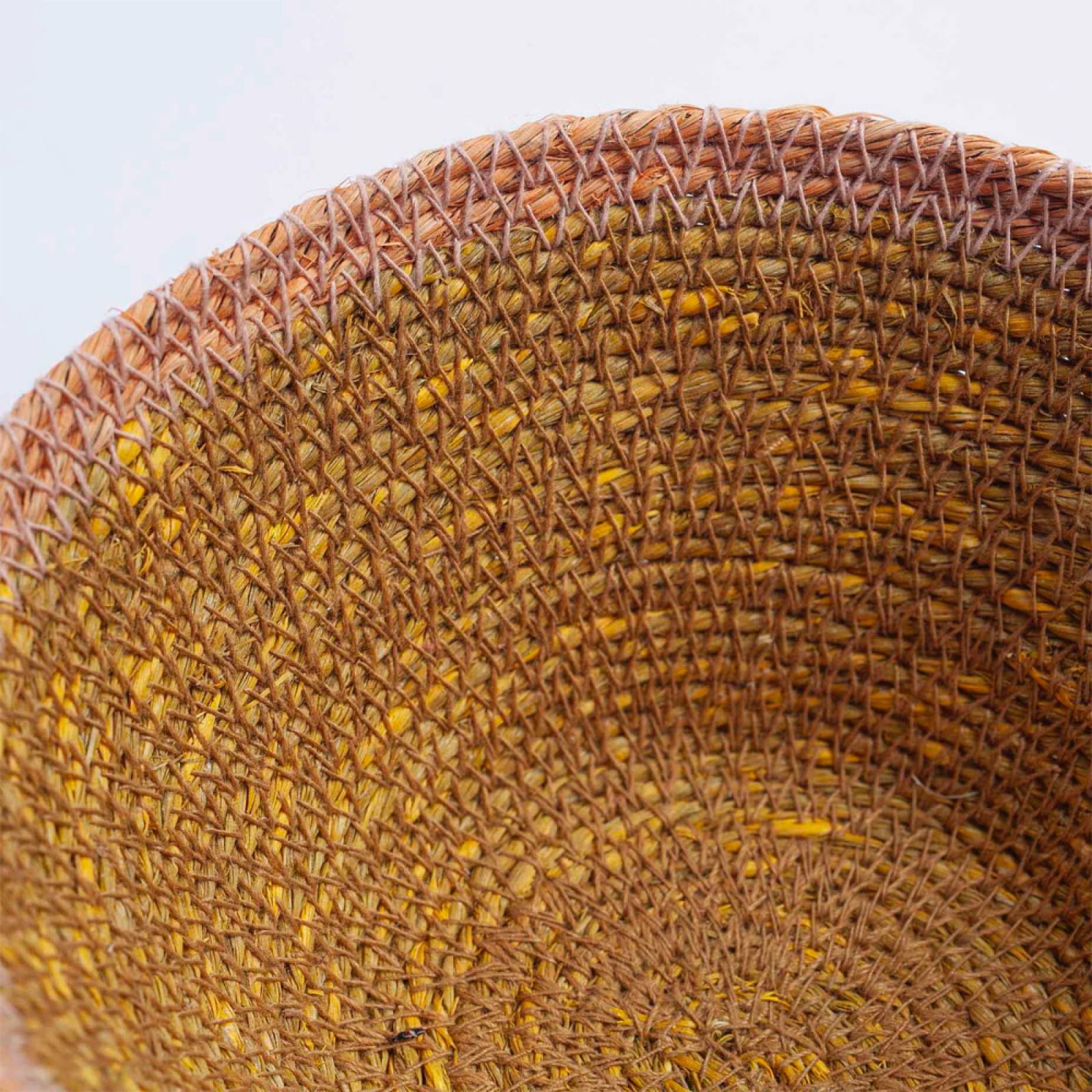 Mini Tapered Seagrass Basket In Yellow With Pink Trim thumbnails