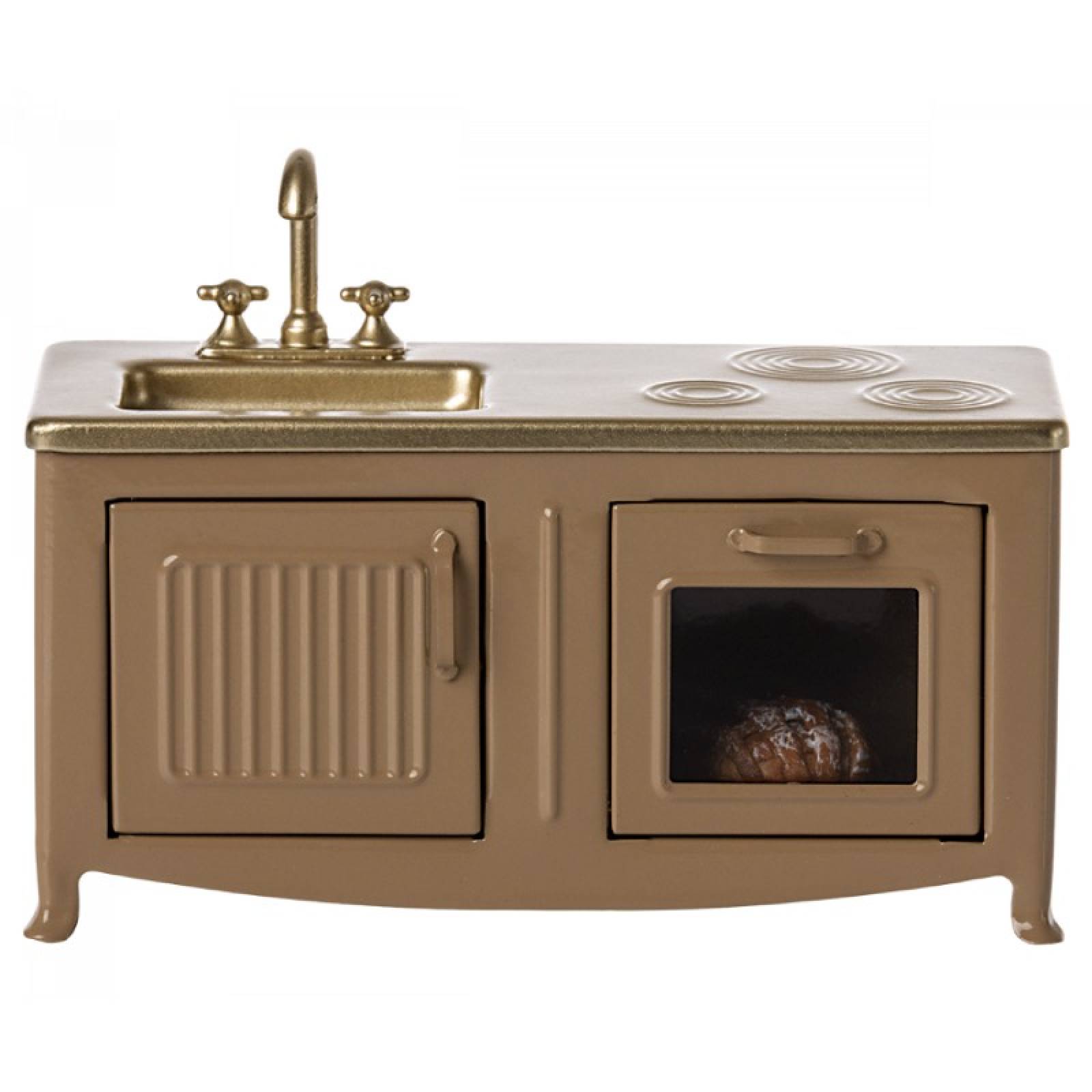 Miniature Kitchen Unit In Light Brown By Maileg 3+