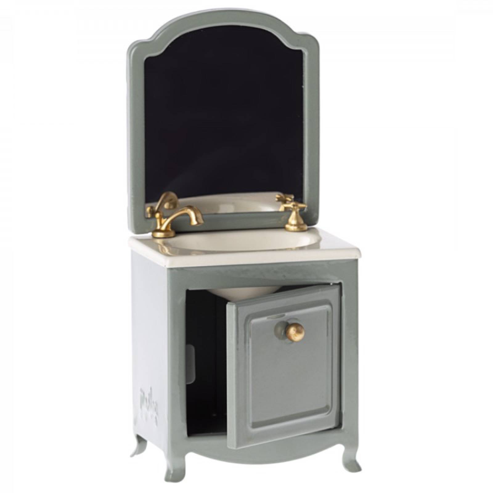 Miniature Sink Dresser With Mirror In Dark Mint By Maileg 3+ thumbnails