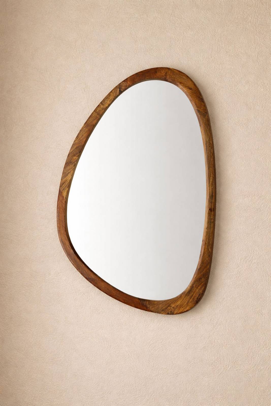 Large Organic Shaped Mirror With Wooden Back thumbnails