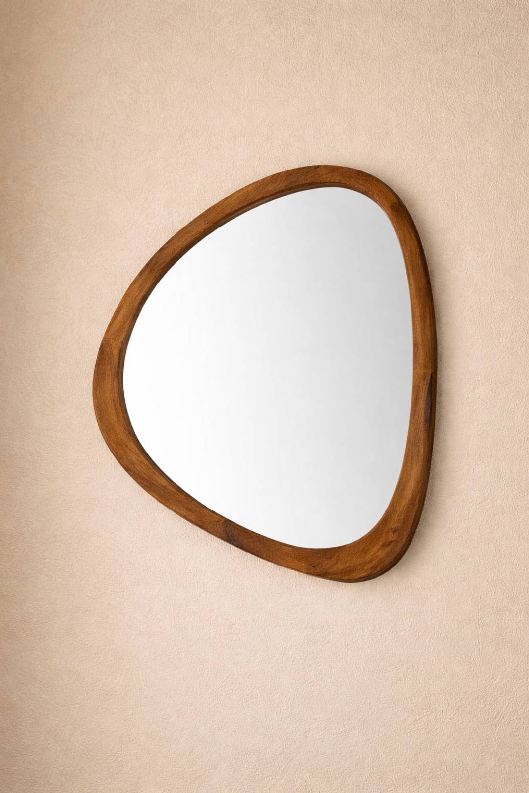 Small Organic Shaped Mirror With Wooden Back thumbnails