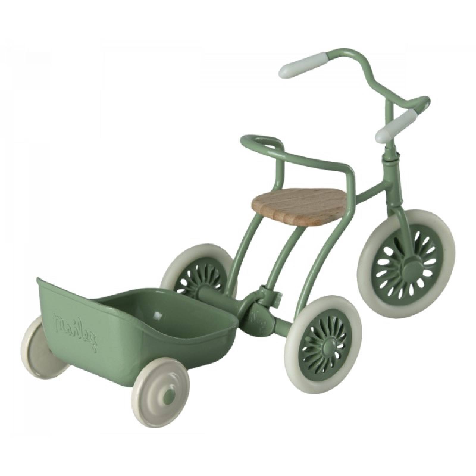 Mouse Tricycle Trailer Toy In Green By Maileg 3+ thumbnails