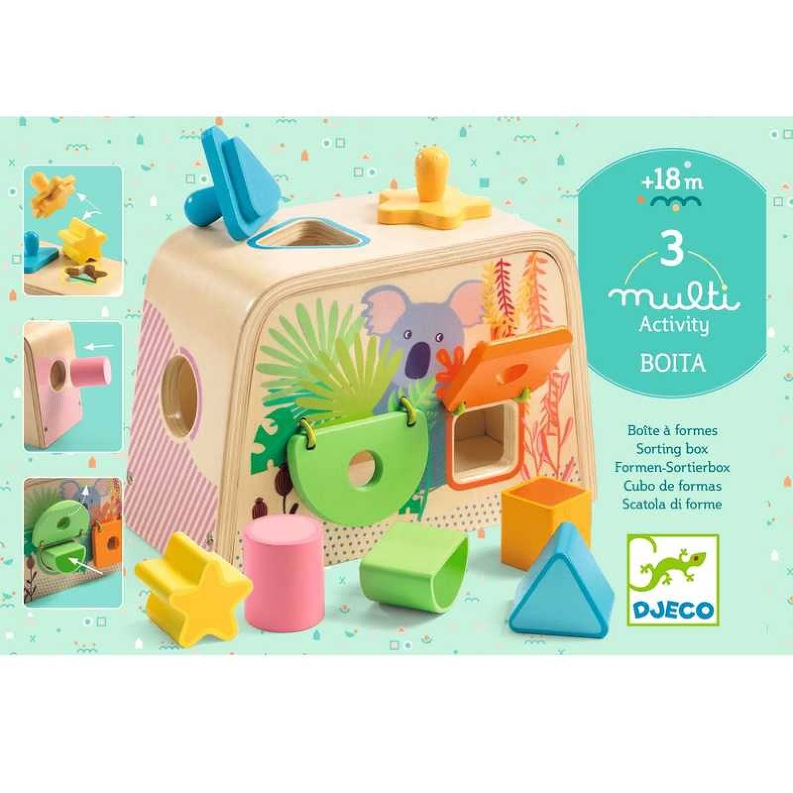 Multi Boita - Wooden Shape Sorter Toy By Djeco 18m+