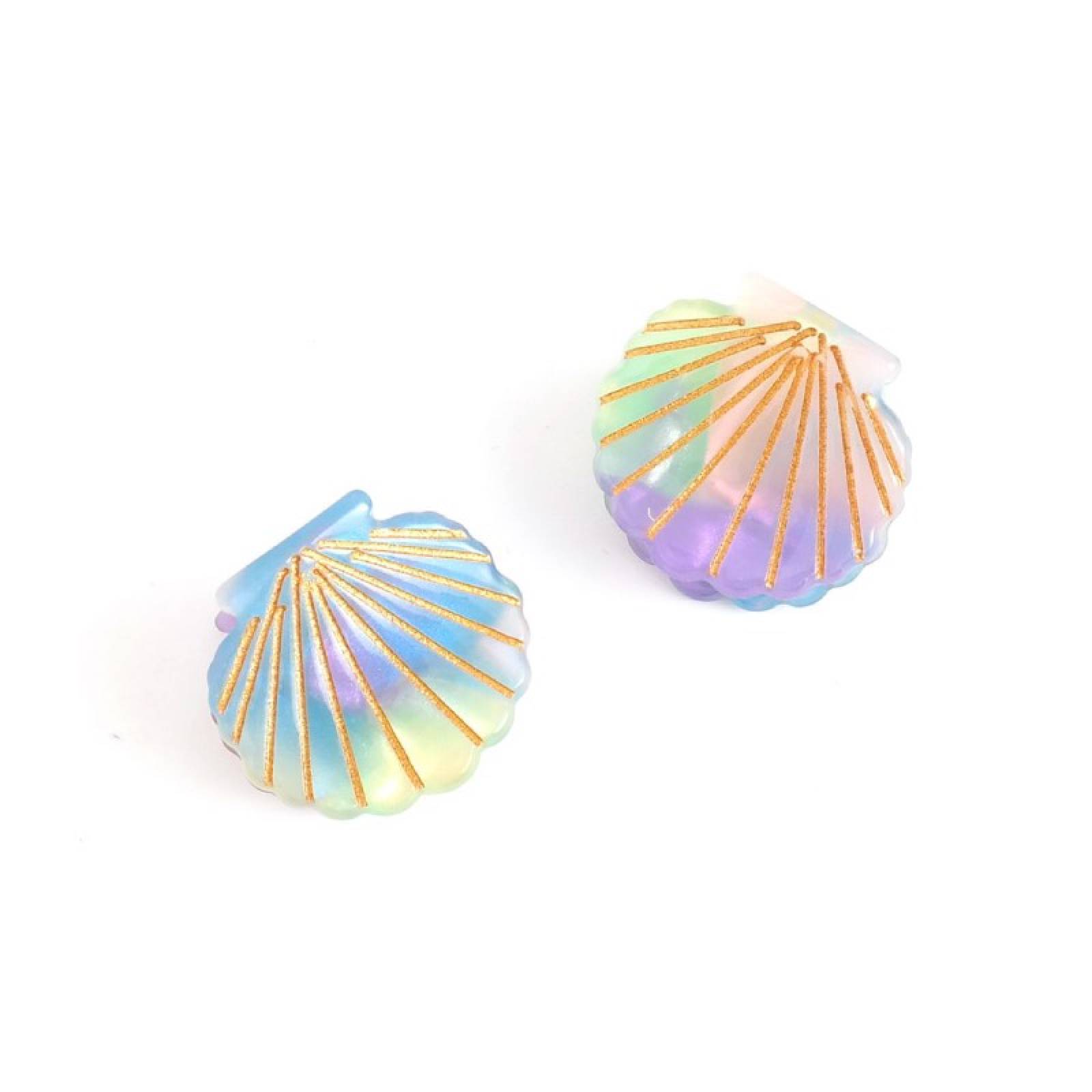 Multi-Coloured Shells - Pair Of Claw Hair Clips