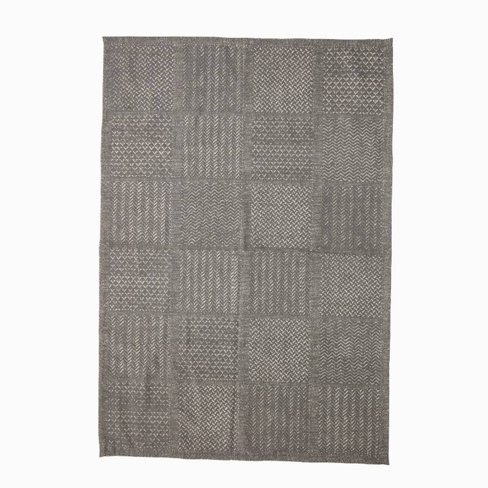 Multi-Textured Woven Cotton Rug In Grey thumbnails