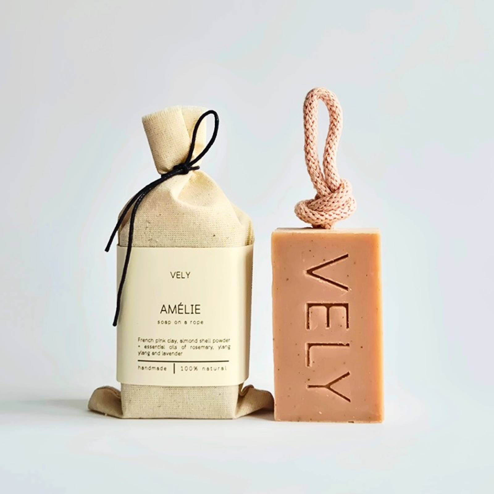 Natural Handmade Soap On A Rope - Amelie 110g