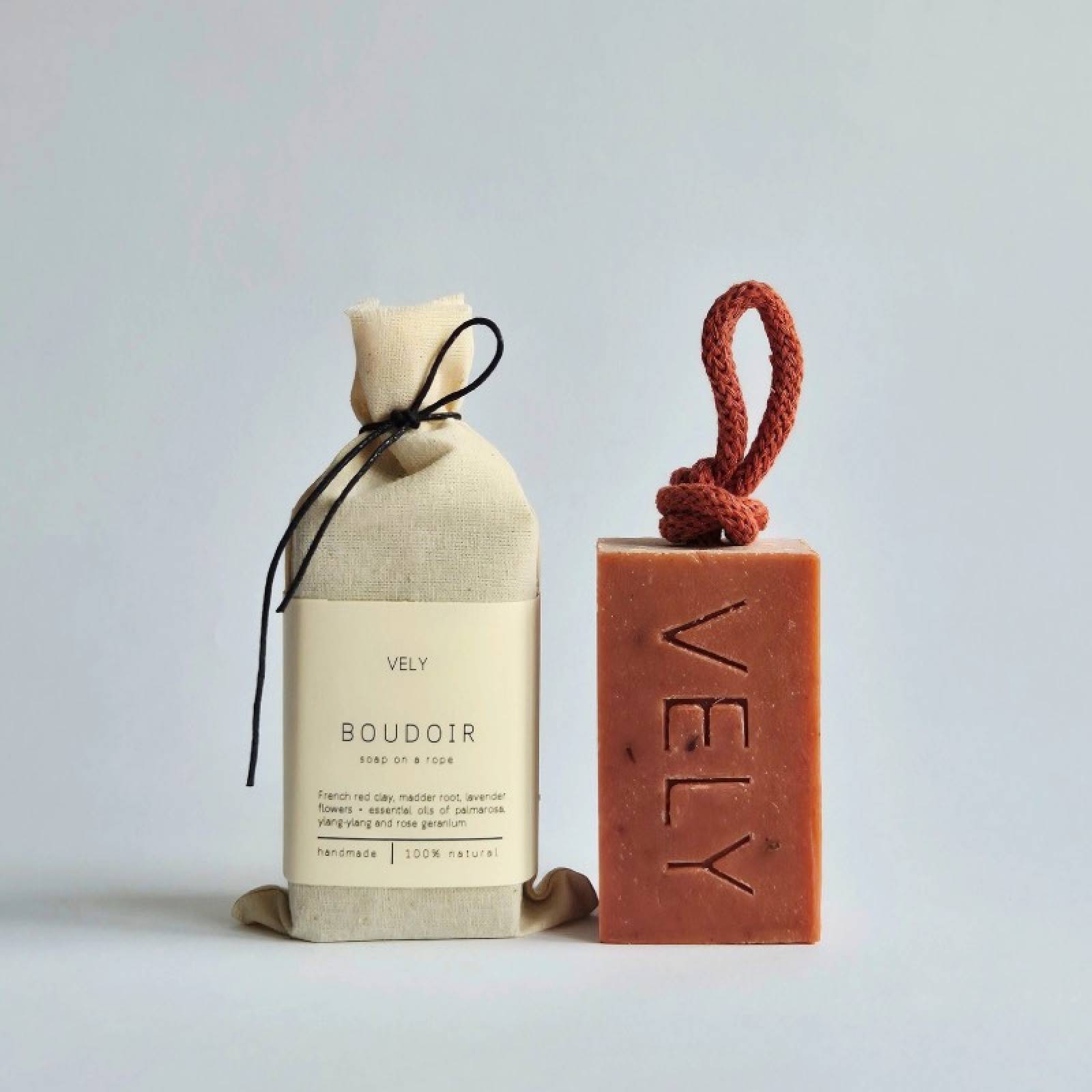 Natural Handmade Soap On A Rope - Boudoir 110g