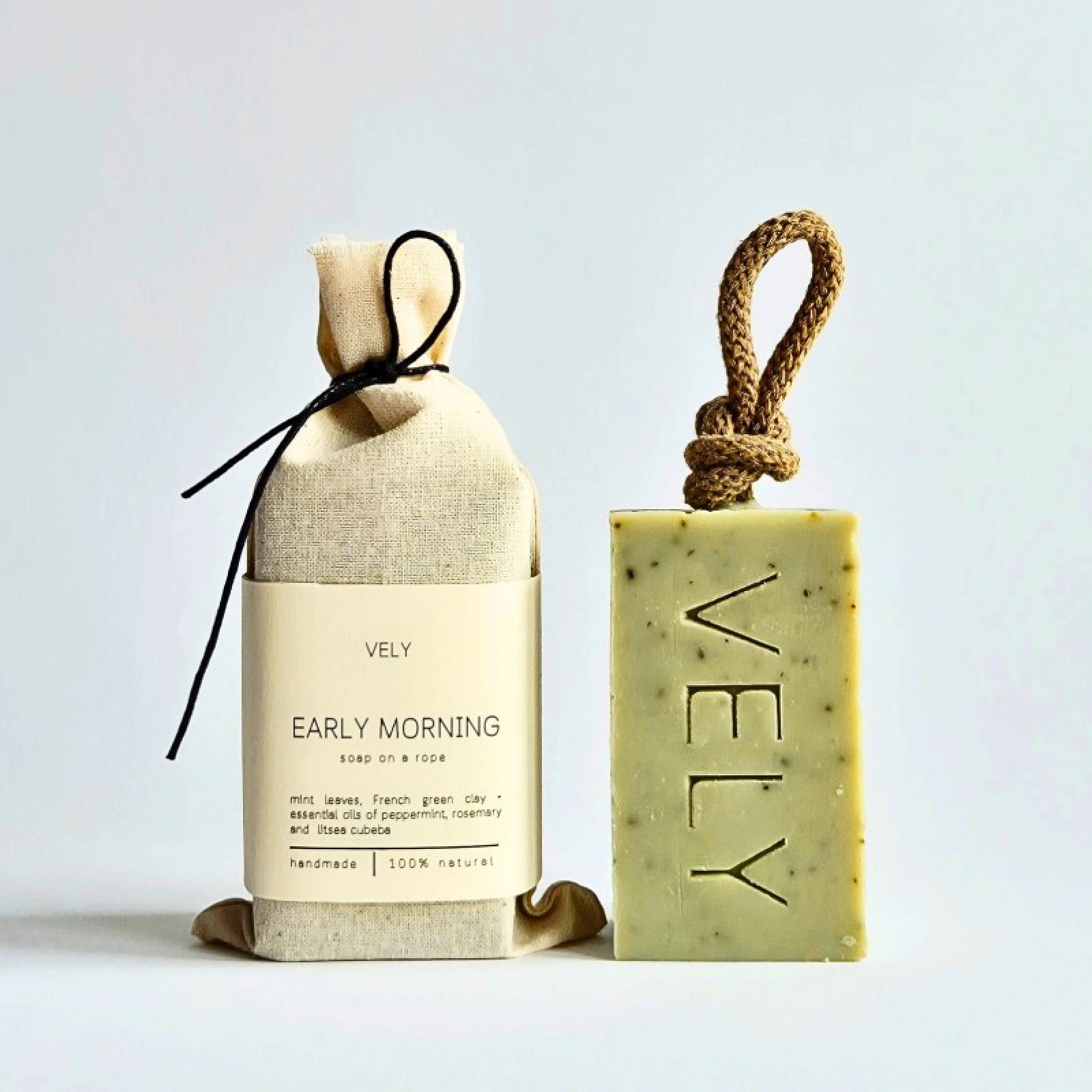 Natural Handmade Soap On A Rope - Early Morning 110g