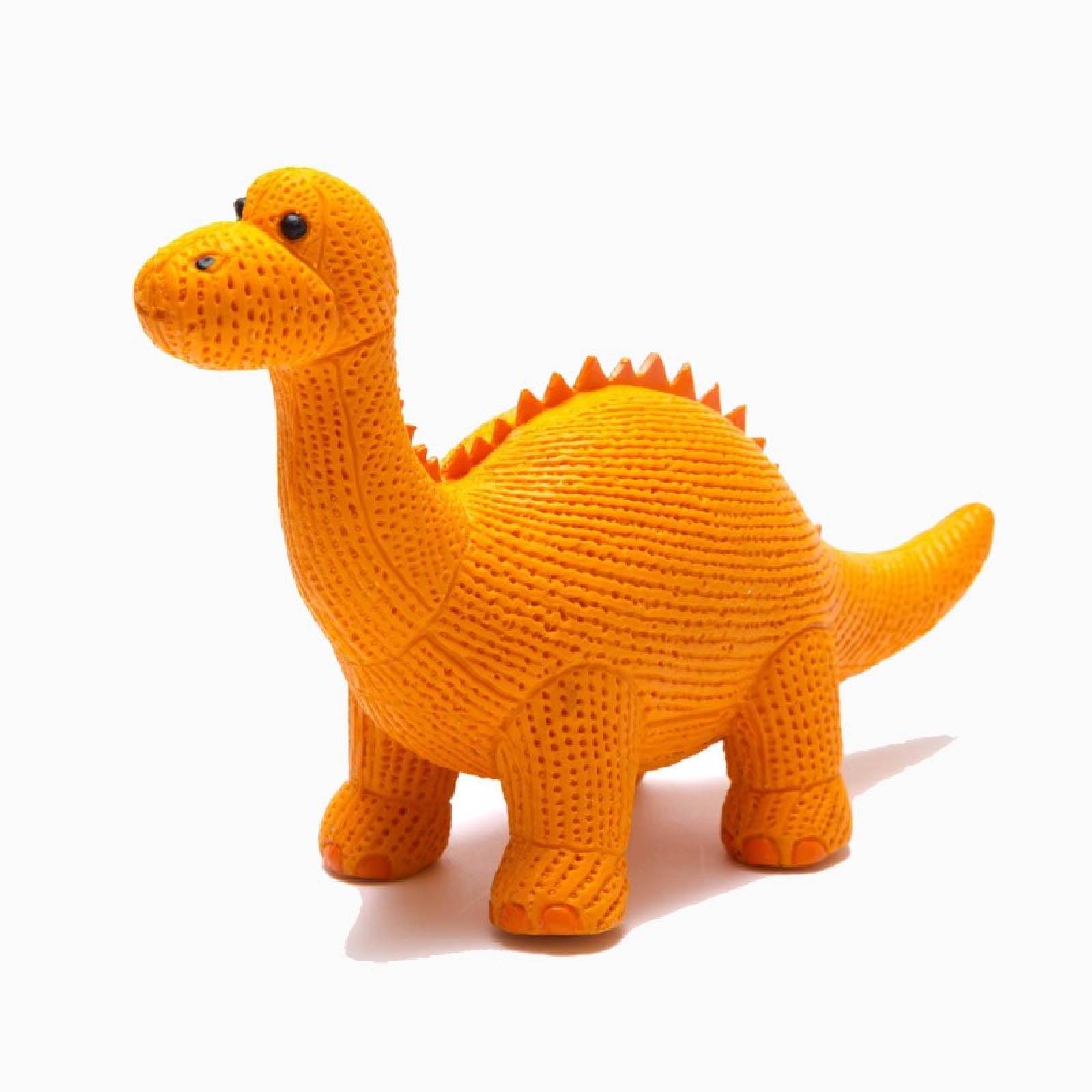 Natural Rubber Orange Diplodocus Dinosaur Bath & Teether Toy 0+