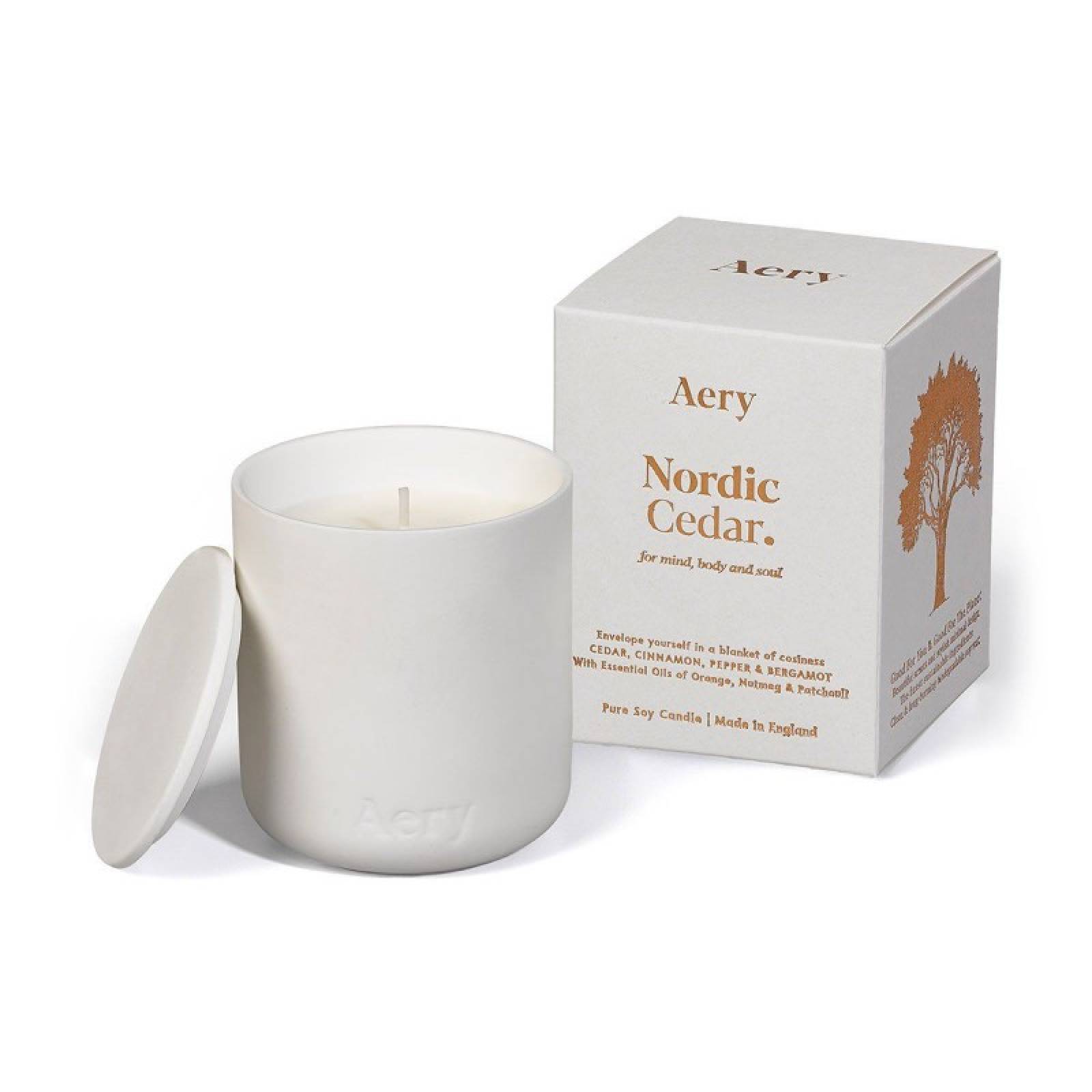 Nordic Cedar - Scented Candle With Clay Pot By Aery thumbnails