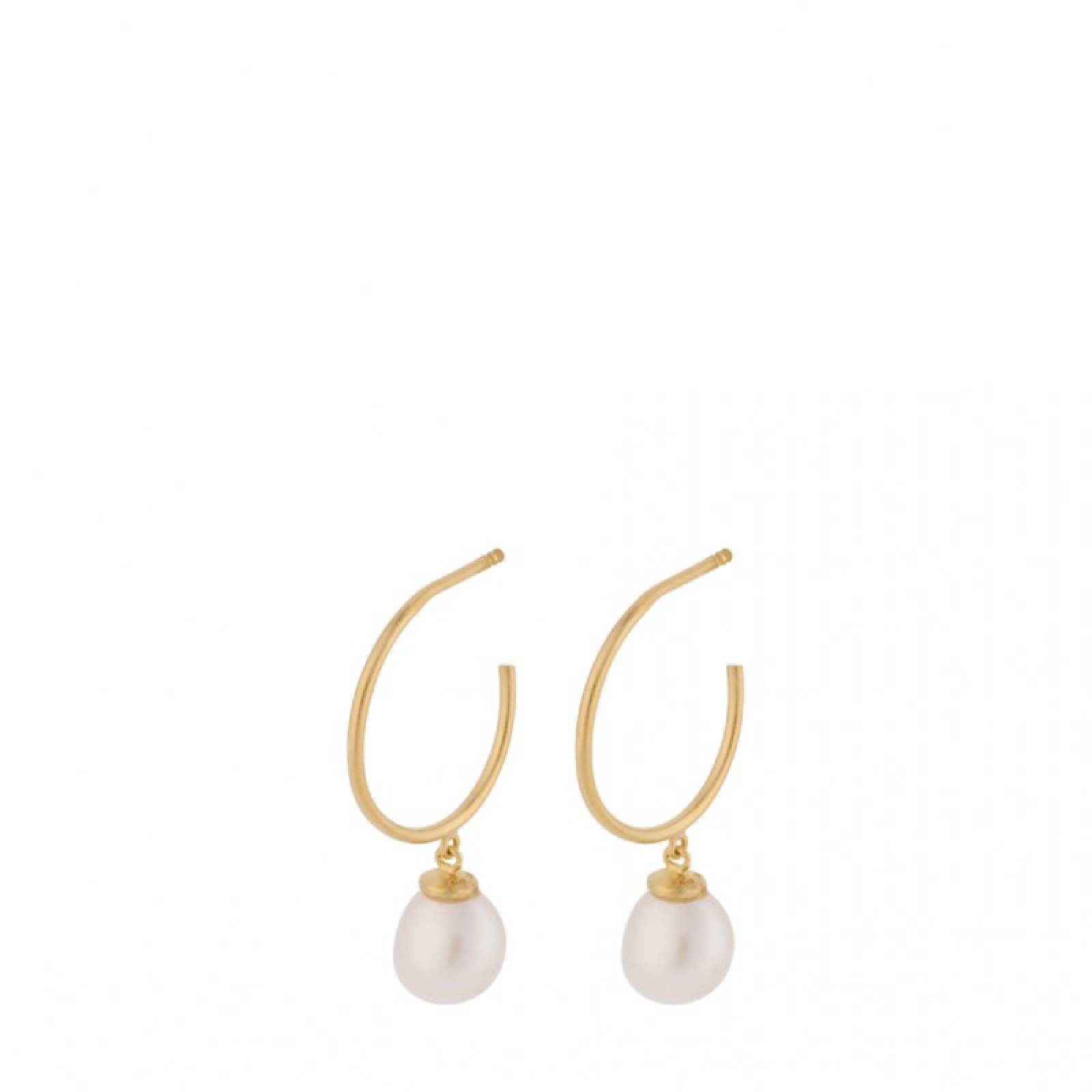 Ocean Dream Hoops In Gold With Pearl Drop By Pernille Corydon
