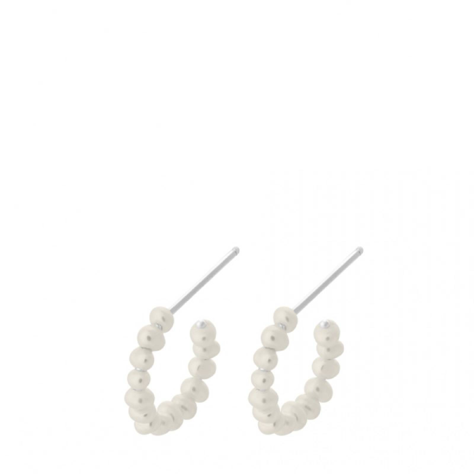 Ocean Treasure Pearl Hoop Earrings In Silver By Pernille Corydon