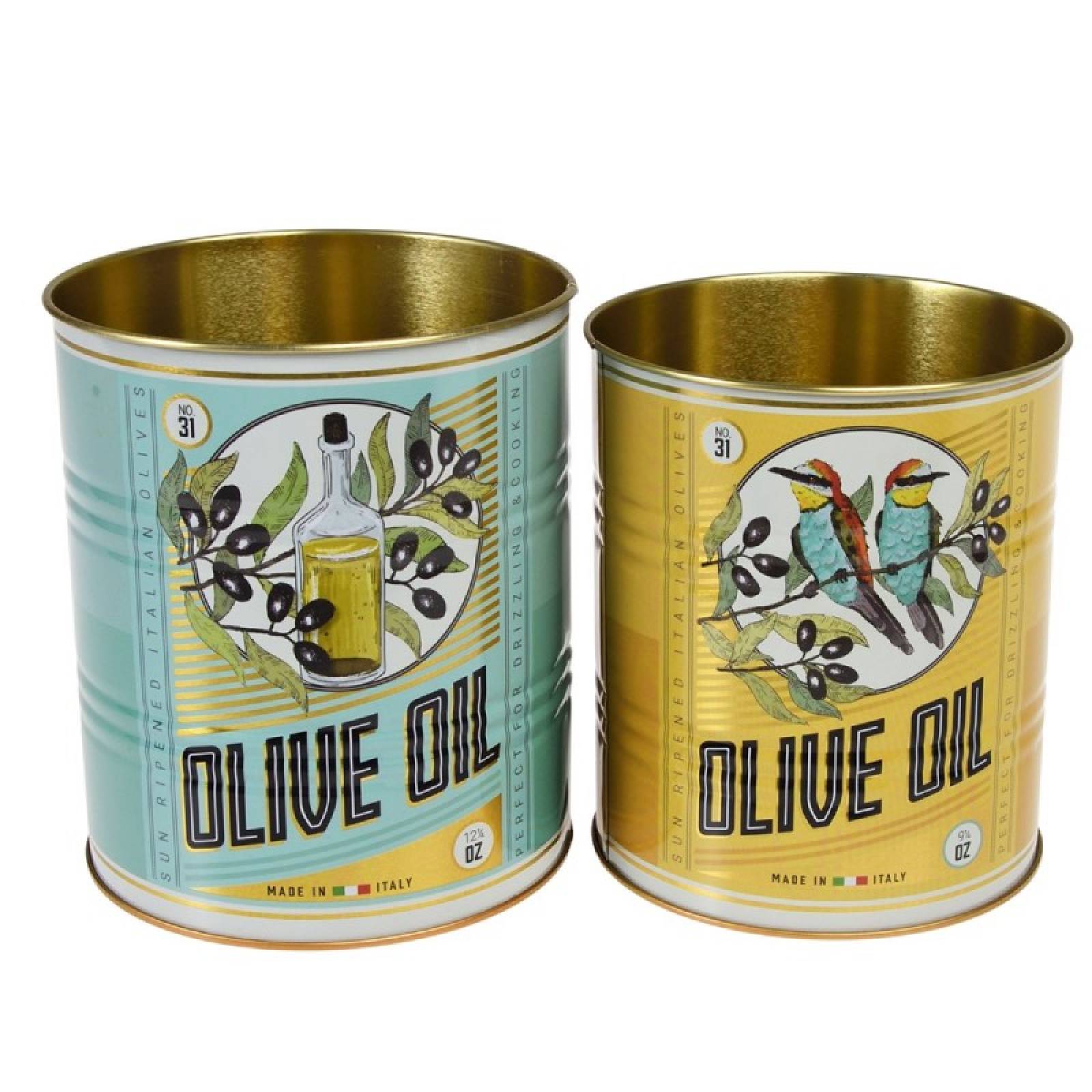 Olive Oil - Set Of 2 Storage Tins