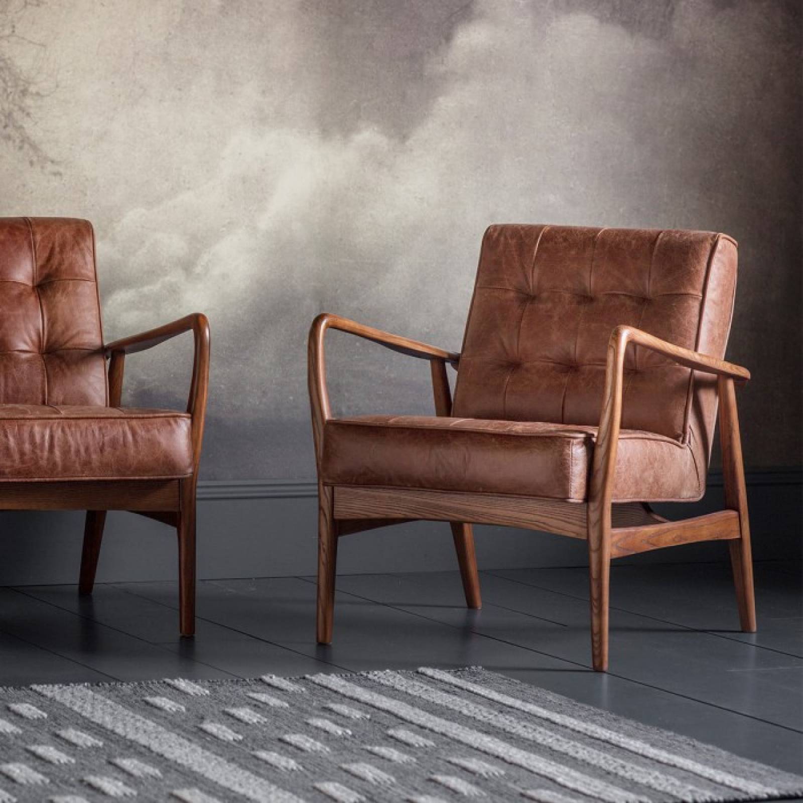 The Olsen Armchair Leather, Distressed Brown Leather Chair