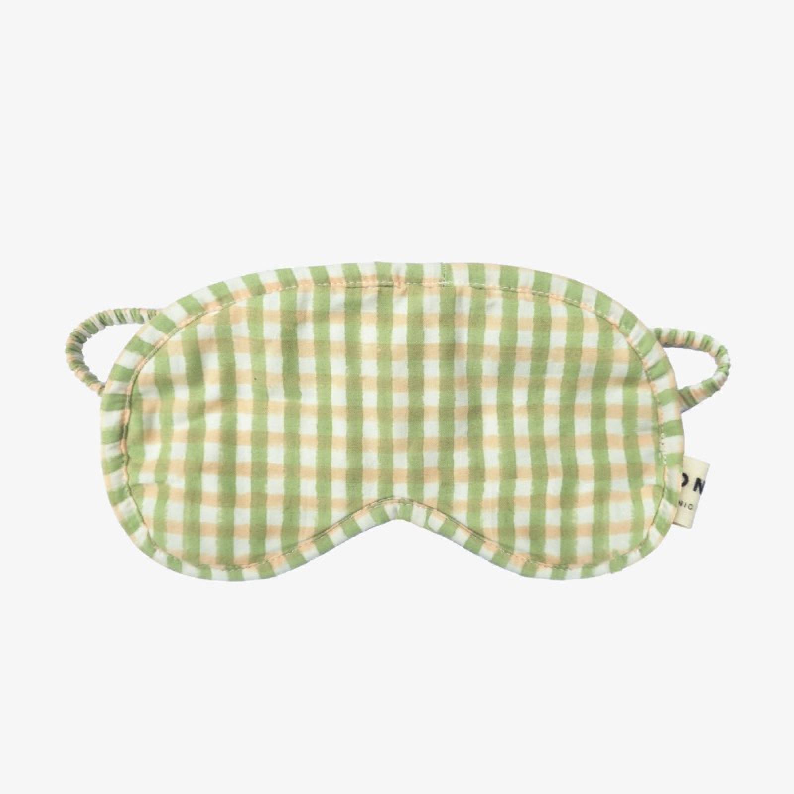 Organic Cotton Eye Mask In Sage Gingham