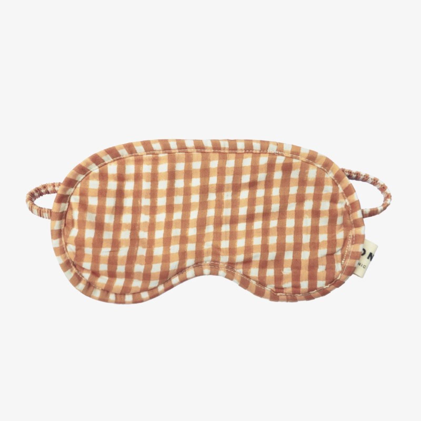 Organic Cotton Eye Mask In Toffee Gingham