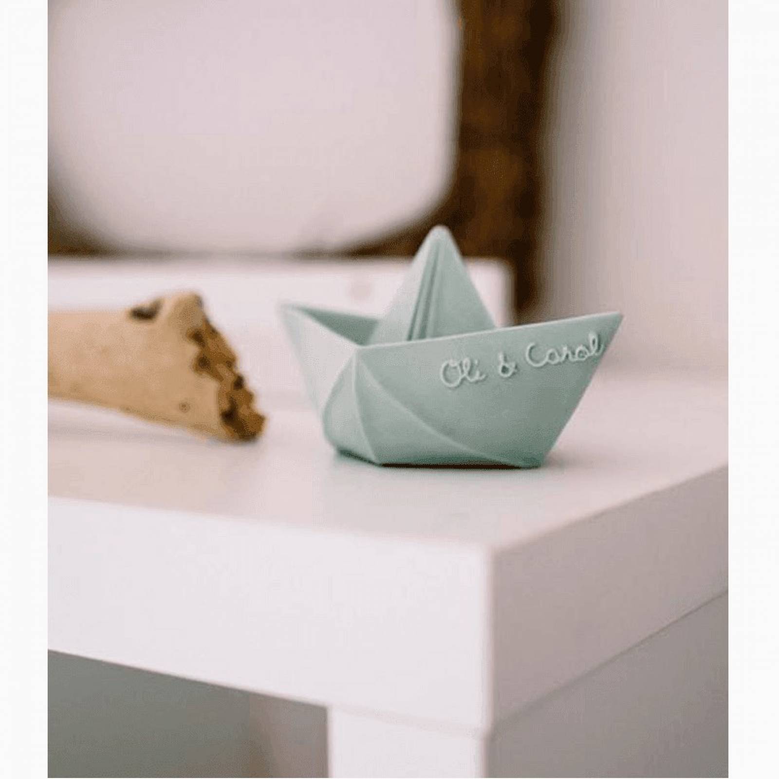 Origami Boat Natural Rubber Bath Toy In Mint 0+ thumbnails
