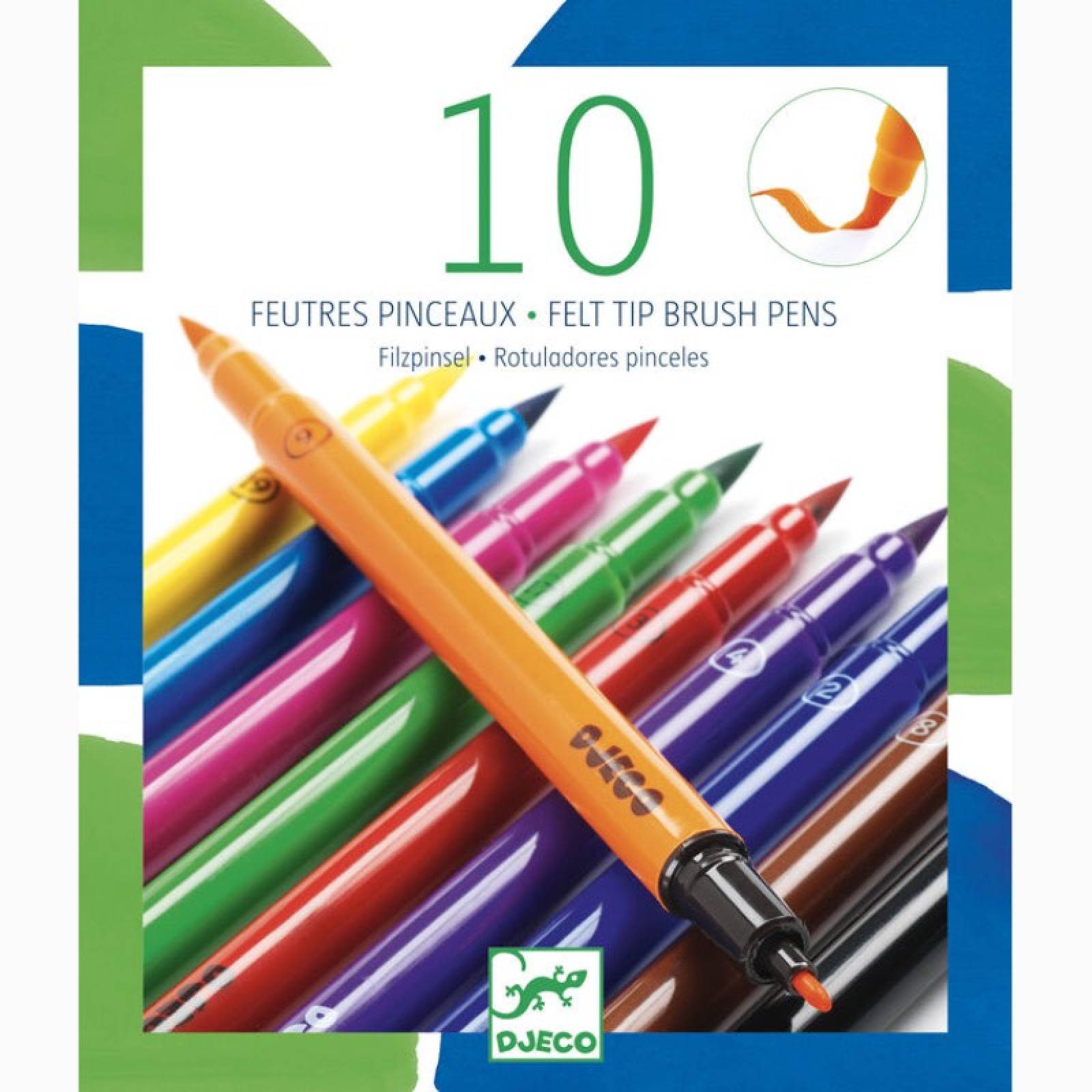 Pack Of 10 Felt Tip Pens  In Bold Colours