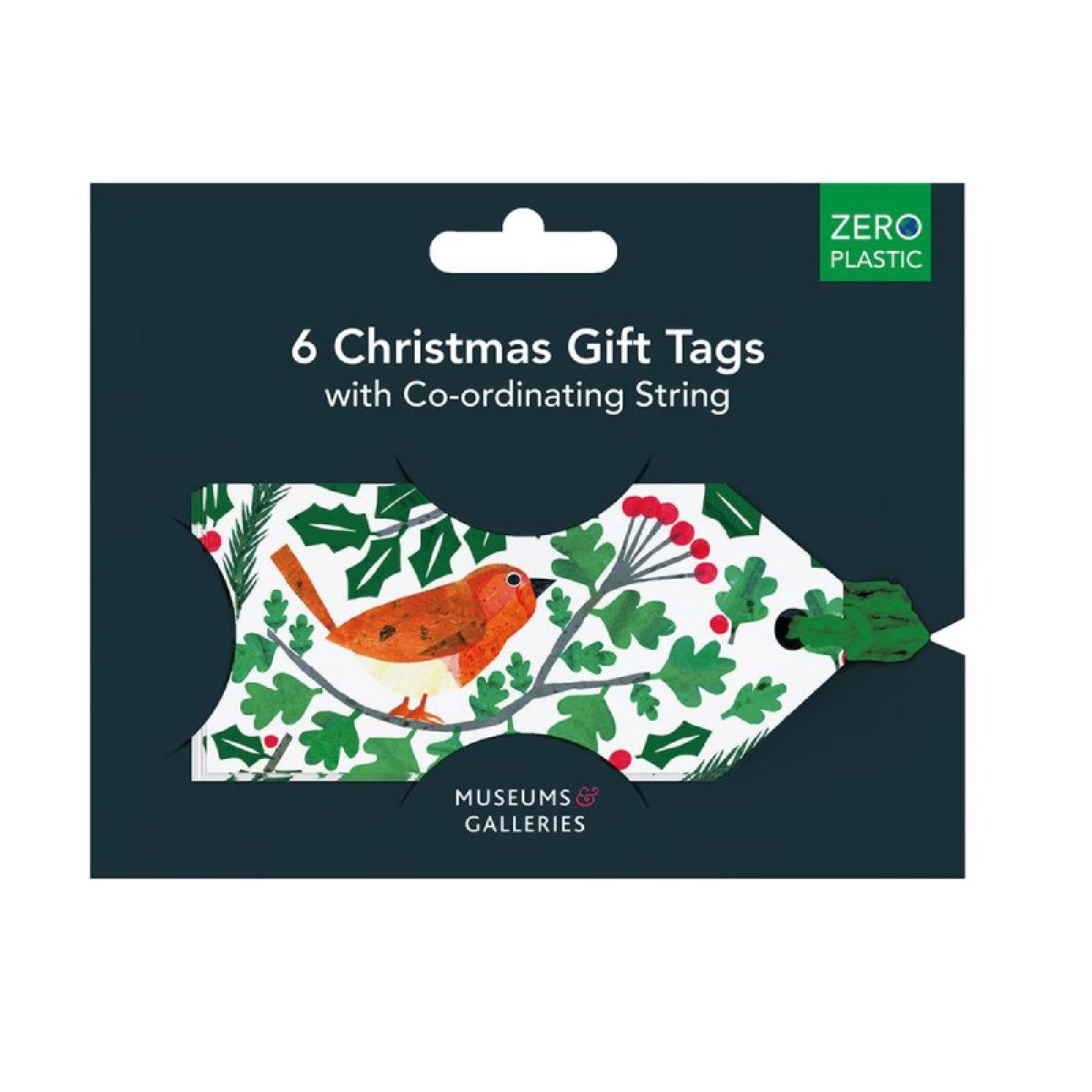 Pack Of 6 Gift Tags - Robin & Holly thumbnails