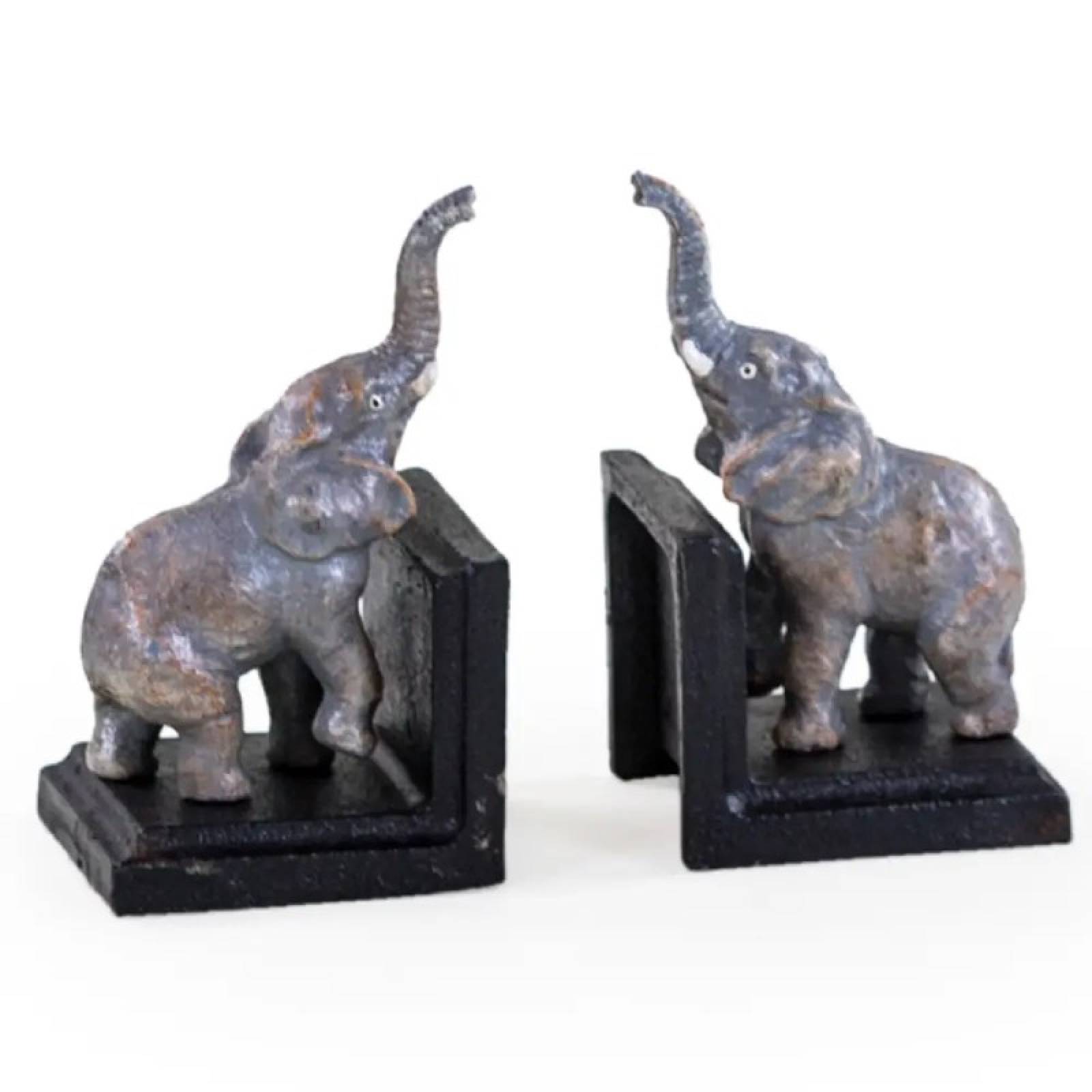 Pair Of Cast Iron Elephant Bookends