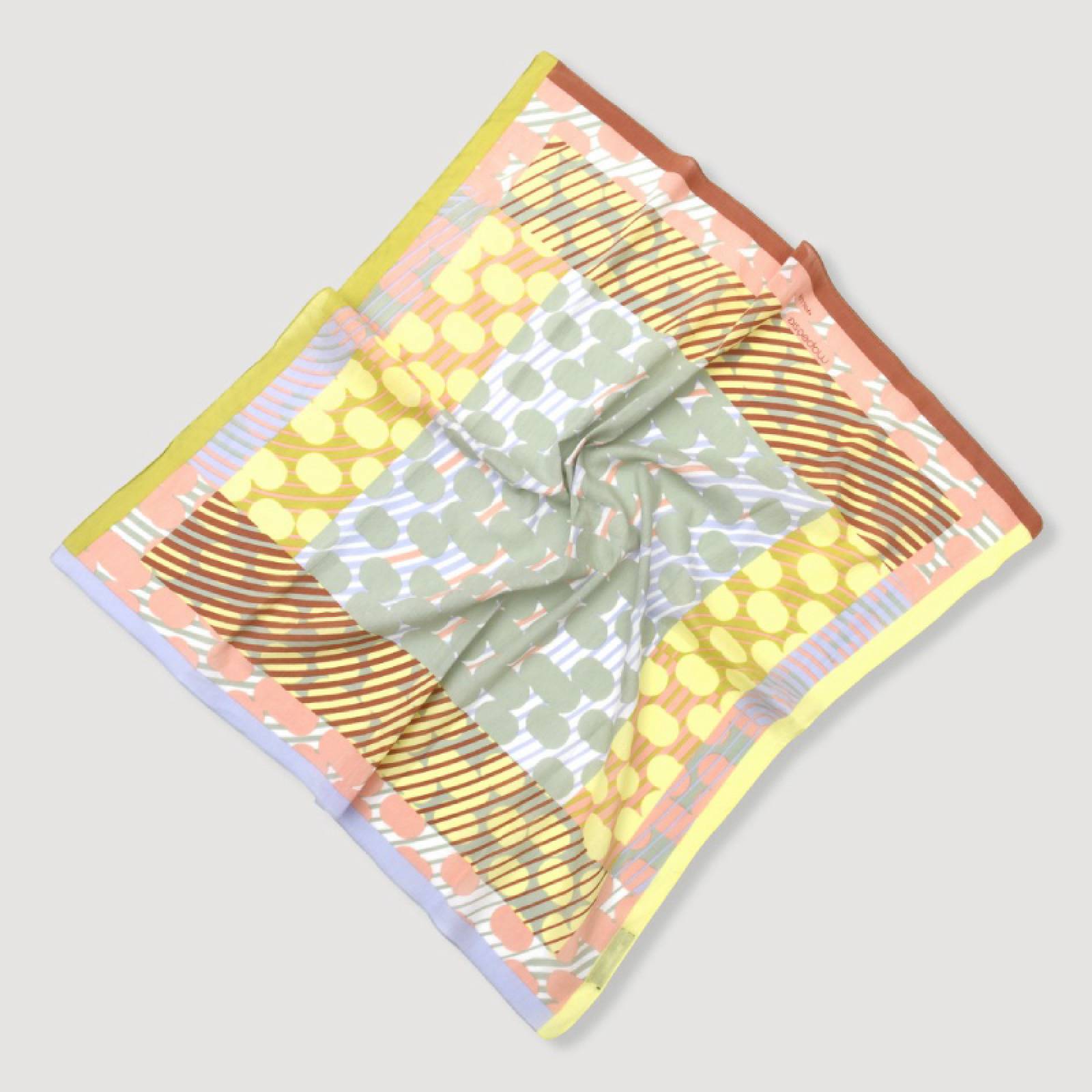 Pastel Yellow Pollen Square Cotton Scarf
