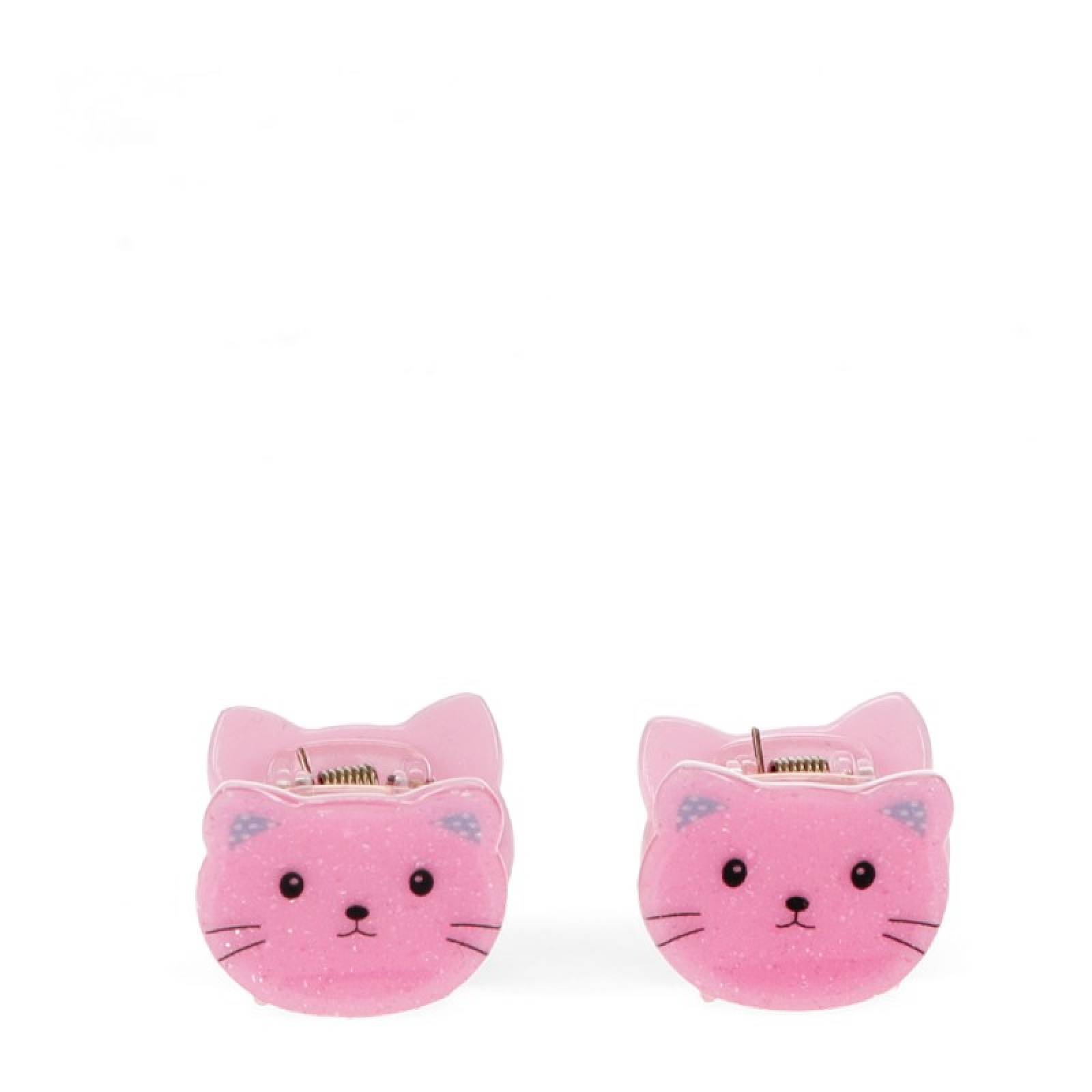 Pink Cat - Pair Of Claw Hair Clips