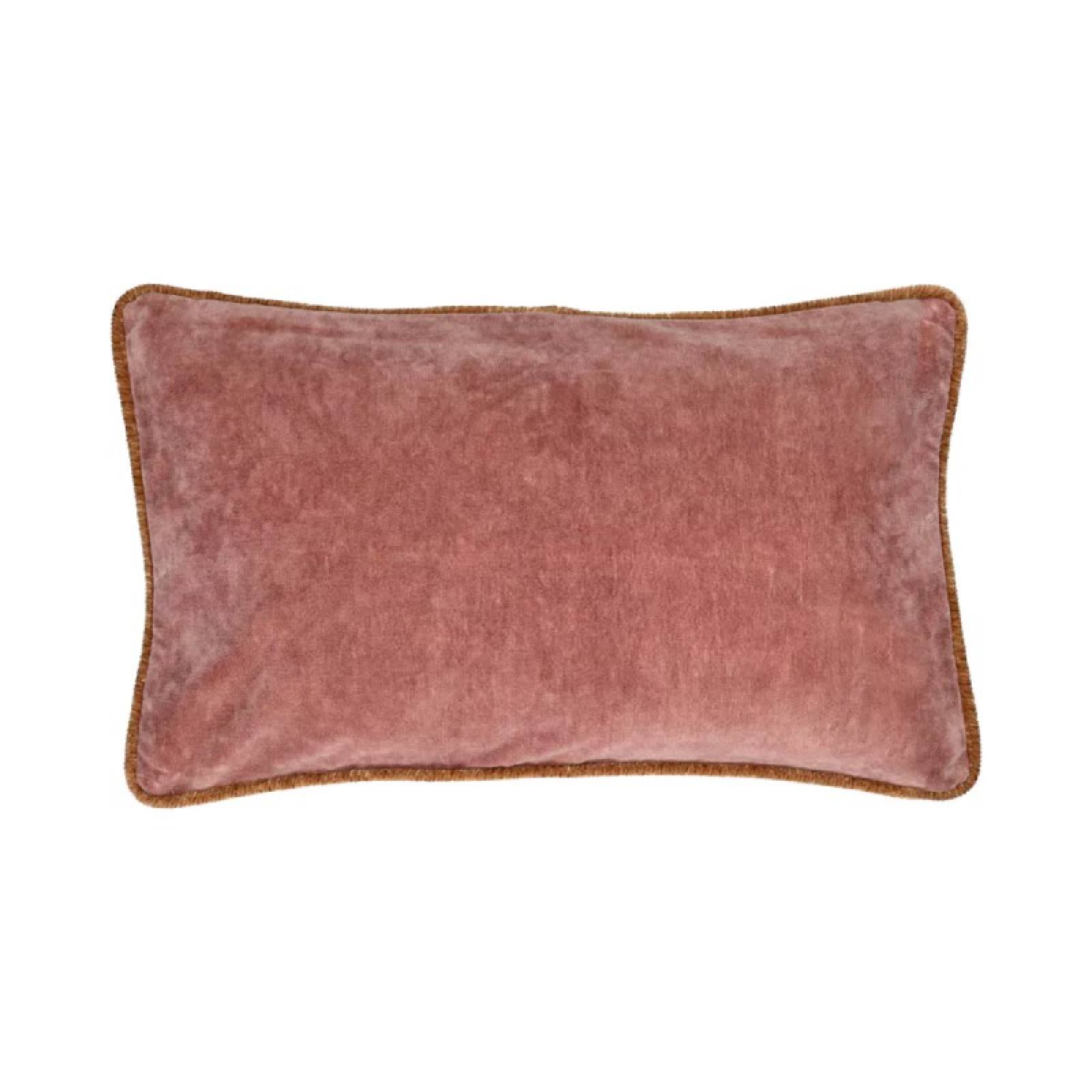 Pioni Rectangular Velvet Cushion In Pink 50x30