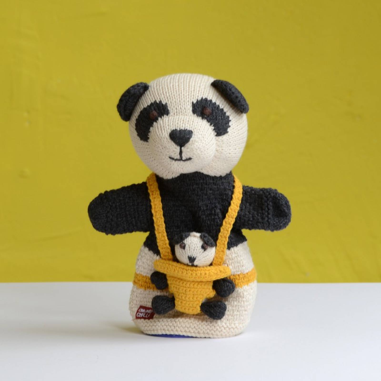 Pocket Panda - Hand Knitted Glove Pocket Puppet Organic Cotton thumbnails