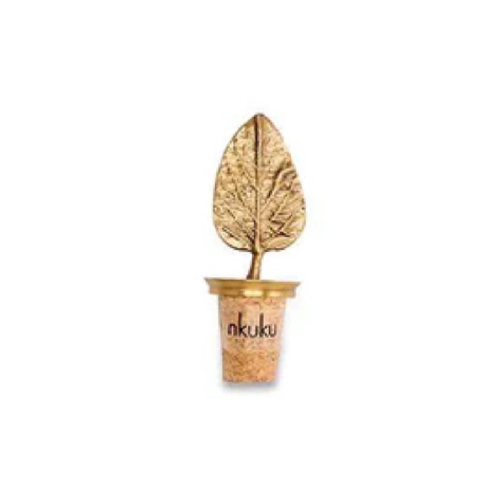 Poplar Leaf Brass Bottle Stopper In Antique Brass thumbnails