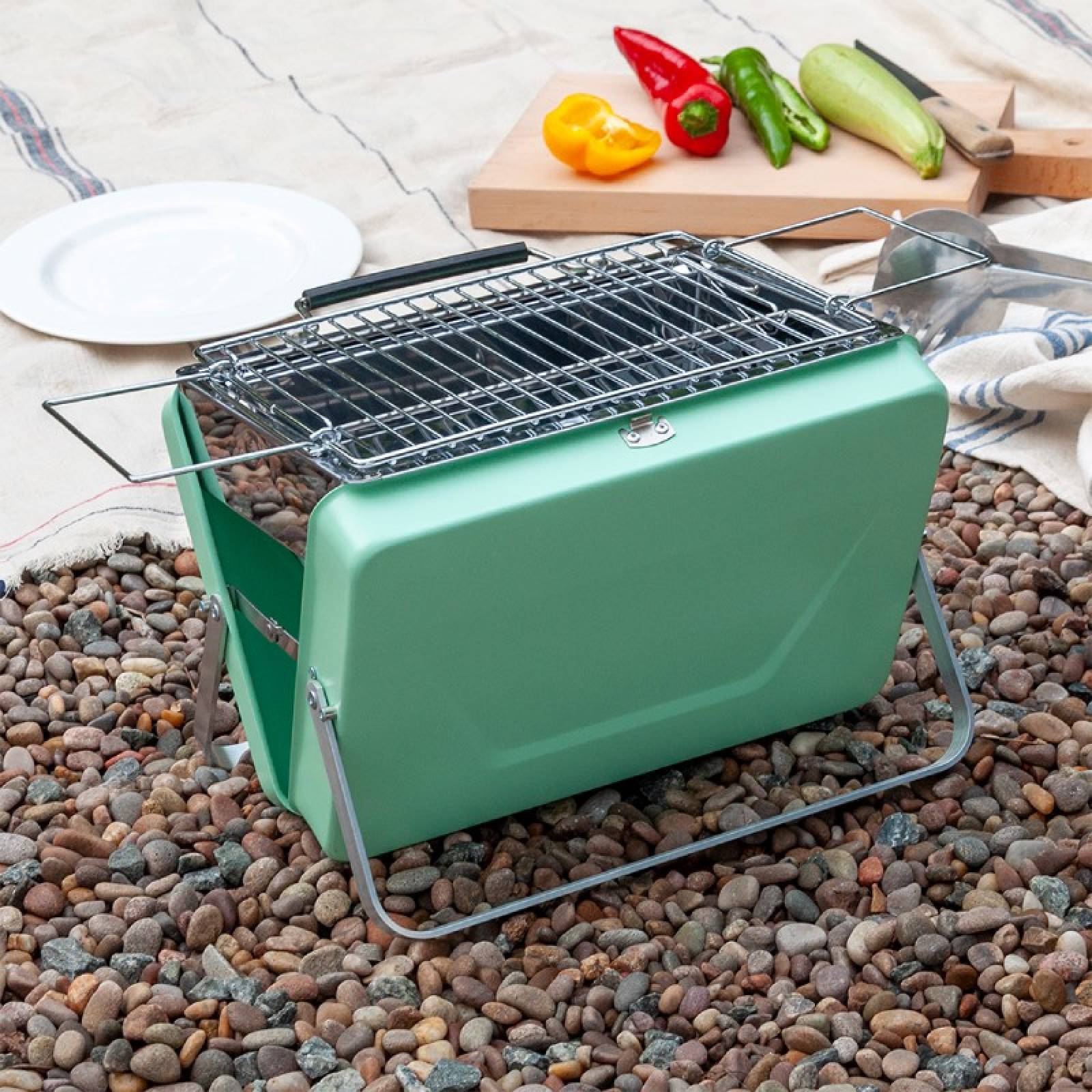 Portable Folding BBQ In Green thumbnails