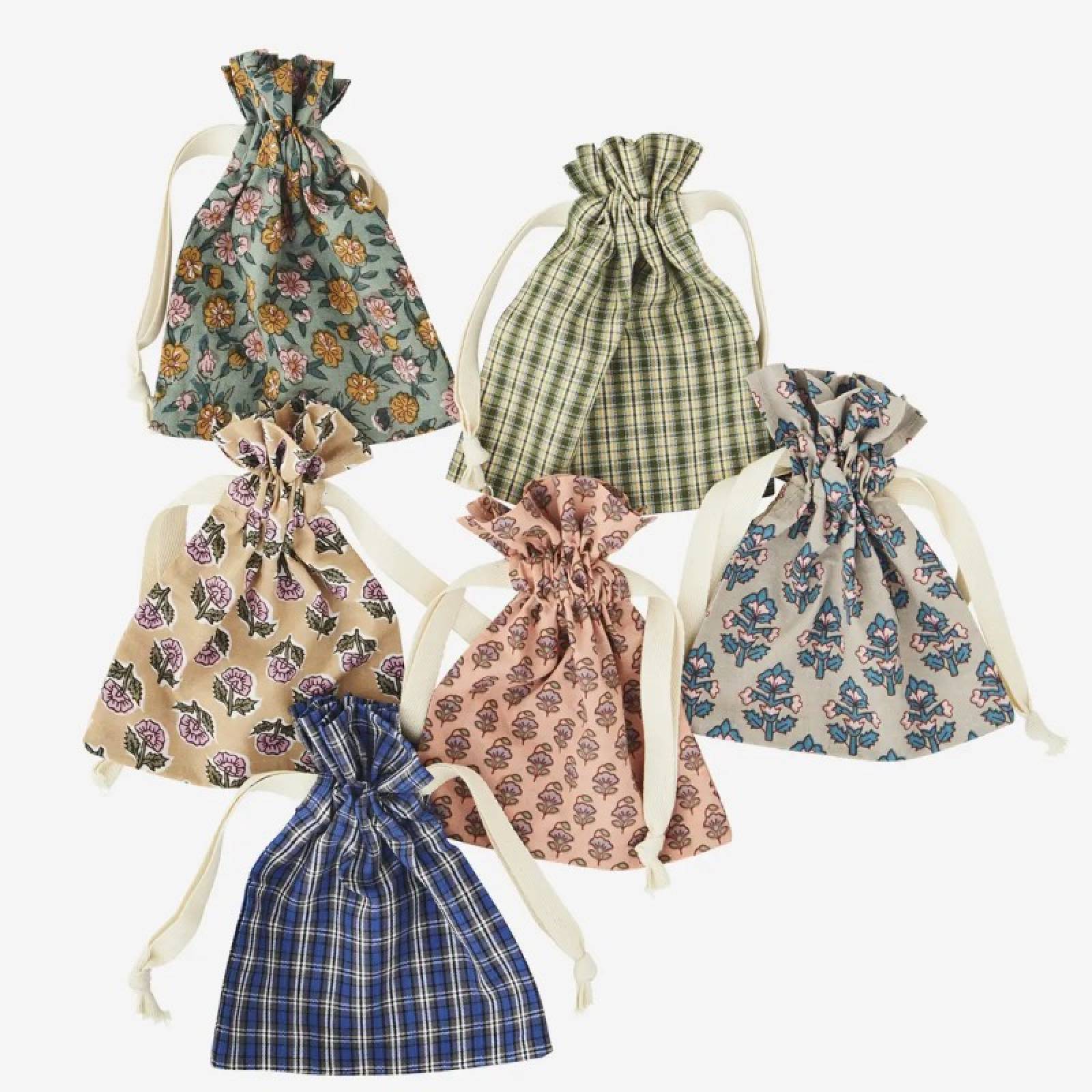 Printed Cotton Drawstring Gift Bag