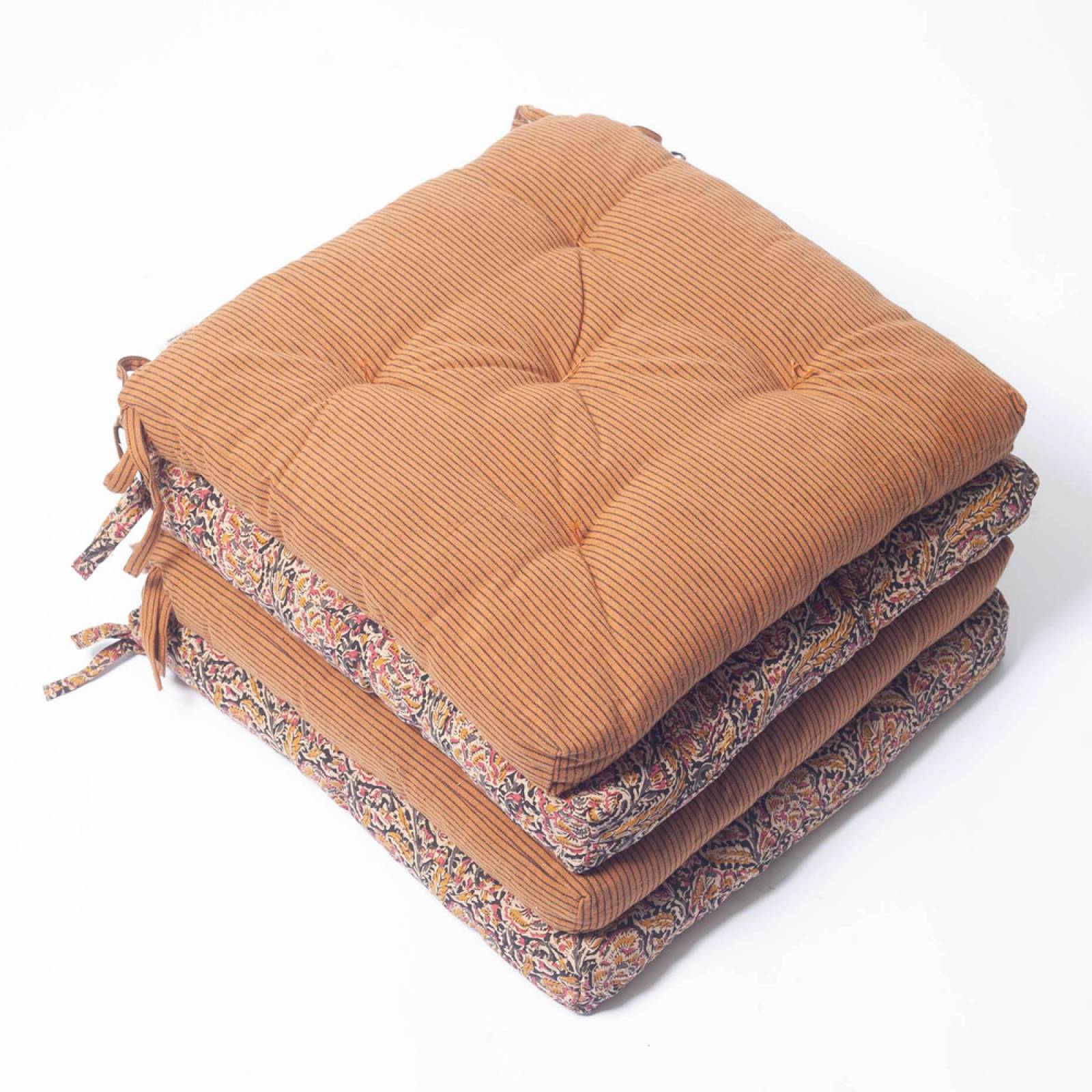 Printed Seat Pad Cushion In Striped Almond thumbnails