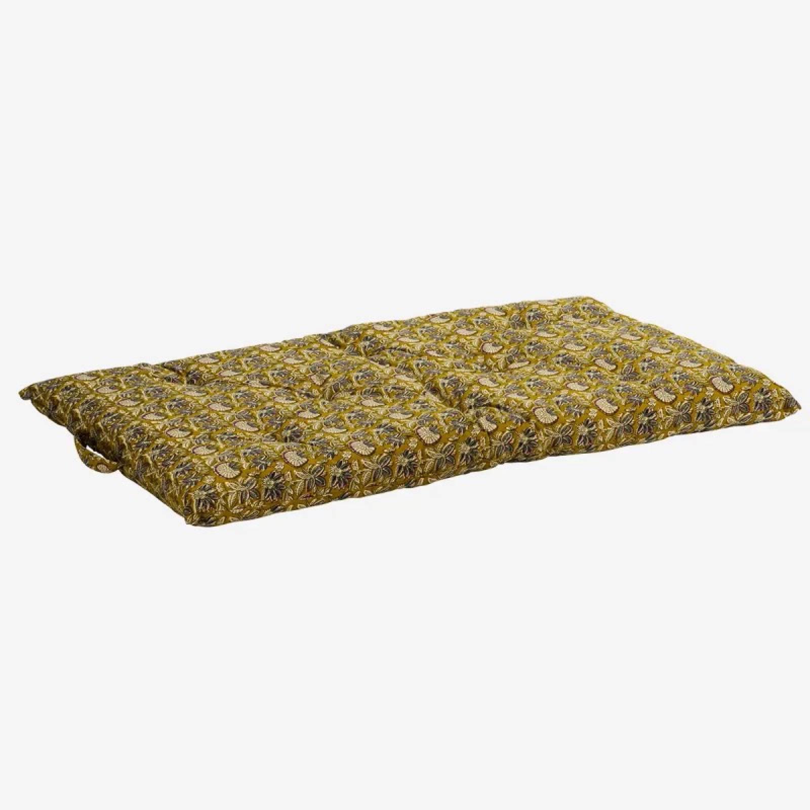 Printed Single Cotton Folding Cushion In Yellow Block Print thumbnails