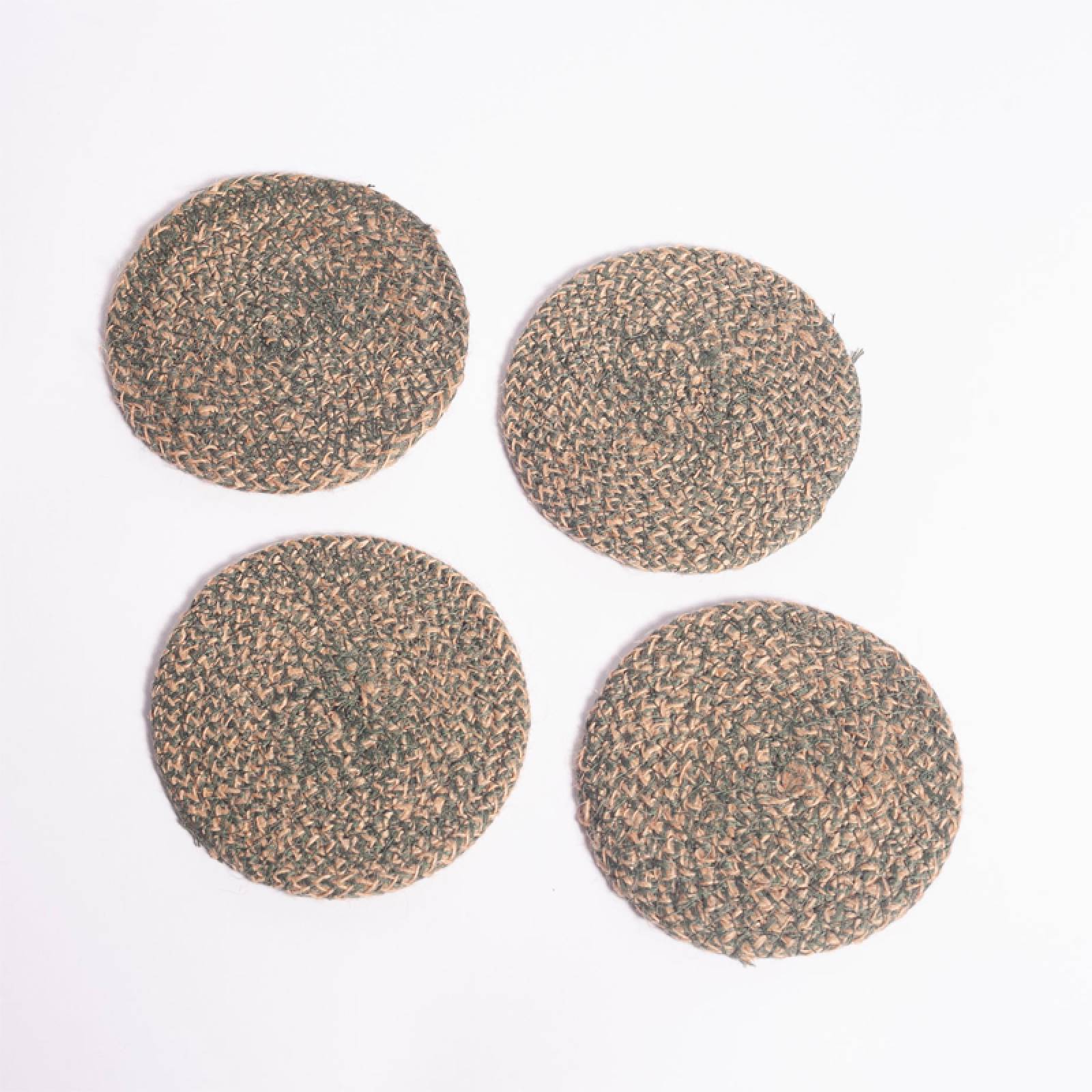 Set Of 4 Jute Coasters In Olive thumbnails