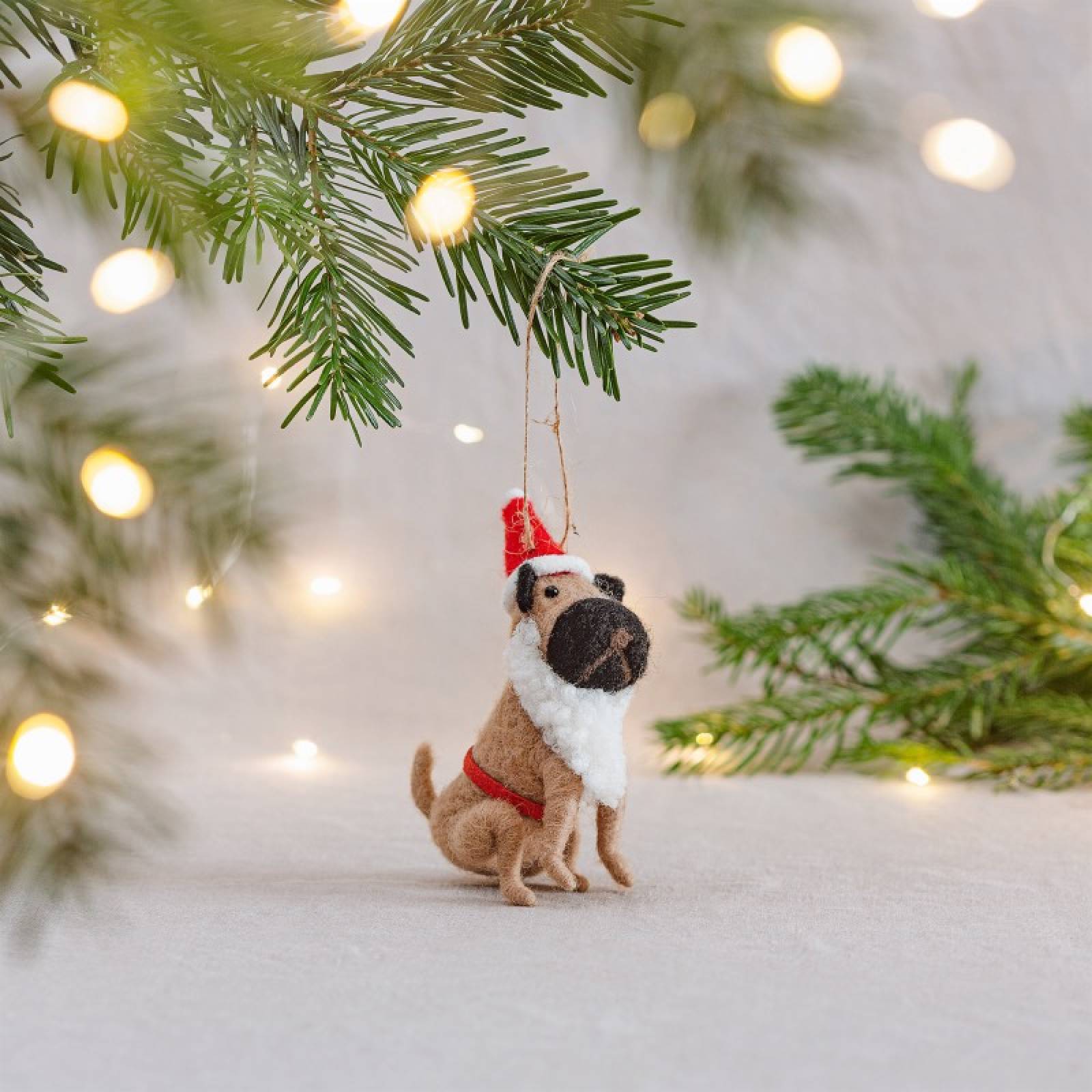 Pug Santa Felt Hanging Christmas Decoration thumbnails