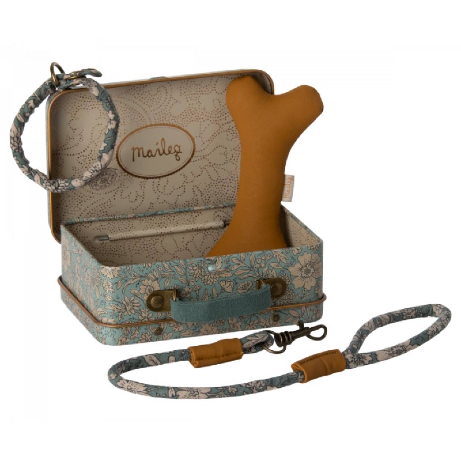 Puppy Accessories In Blue In Tin Suitcase By Maileg 3+