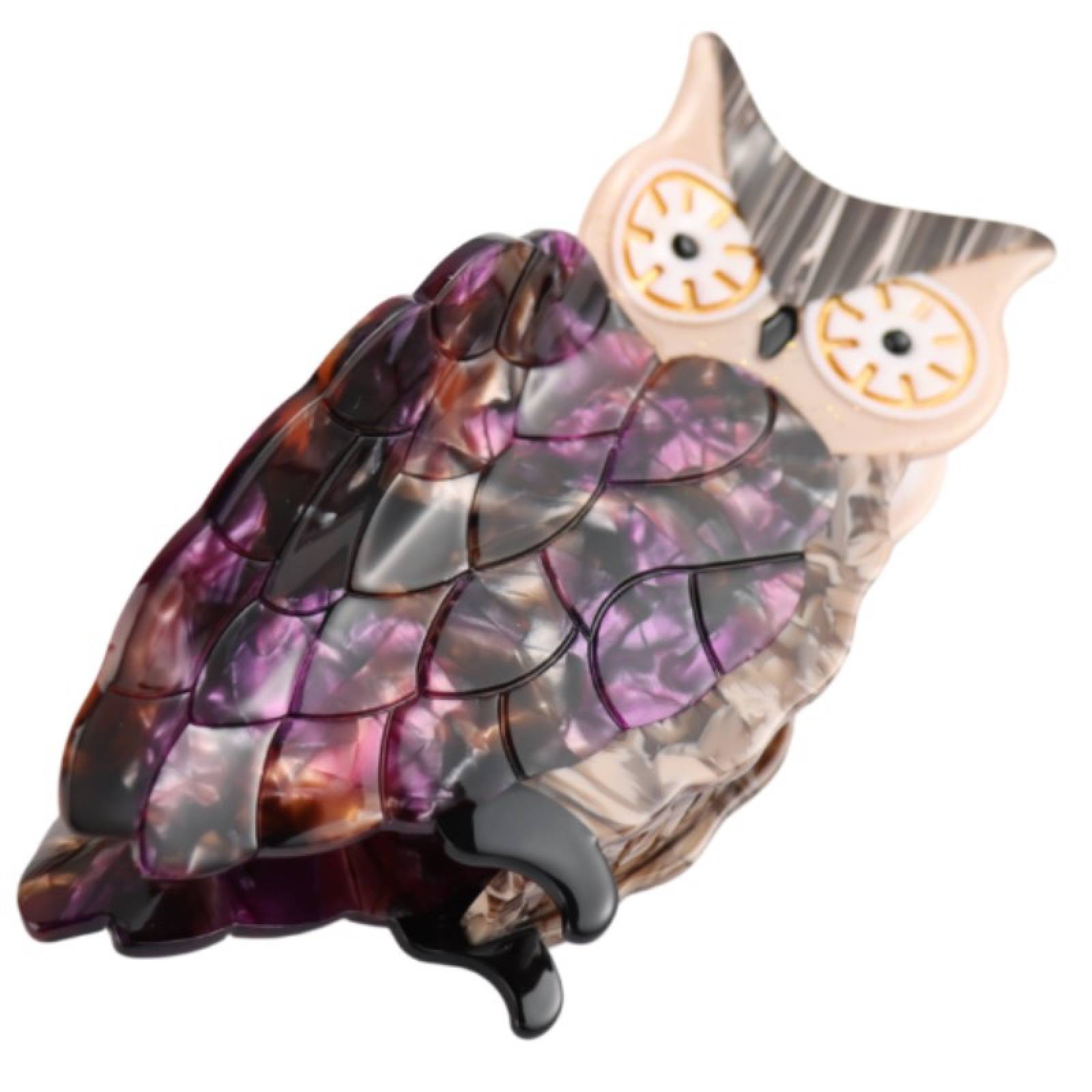 Purple Owl - Large Single Claw Hair Clip