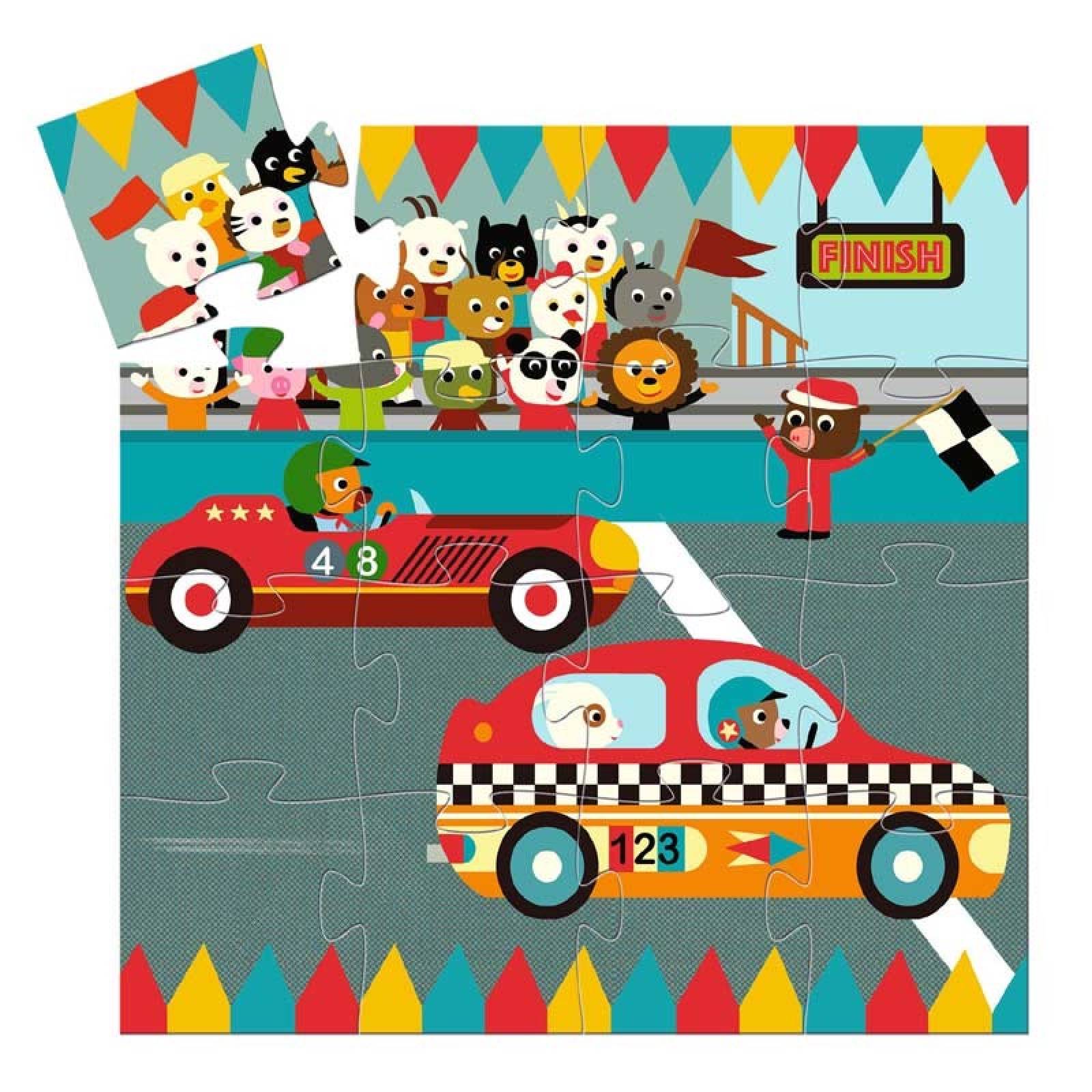 Racing Car - 16 Piece Jigsaw Puzzle By Djeco 3+