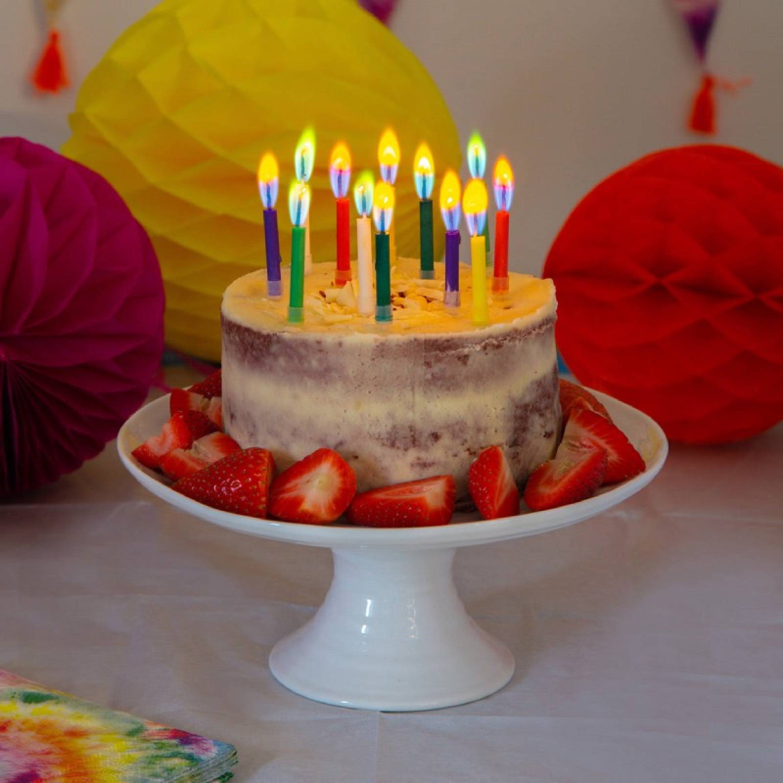 Rainbow Birthday Candles With Coloured Flames thumbnails