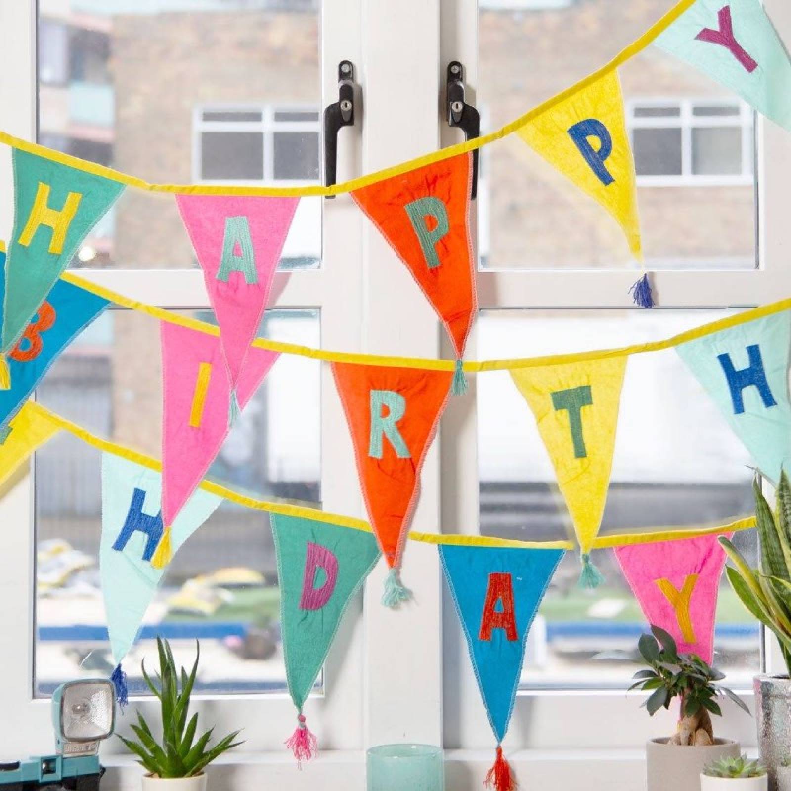 Rainbow Happy Birthday Fabric Bunting thumbnails