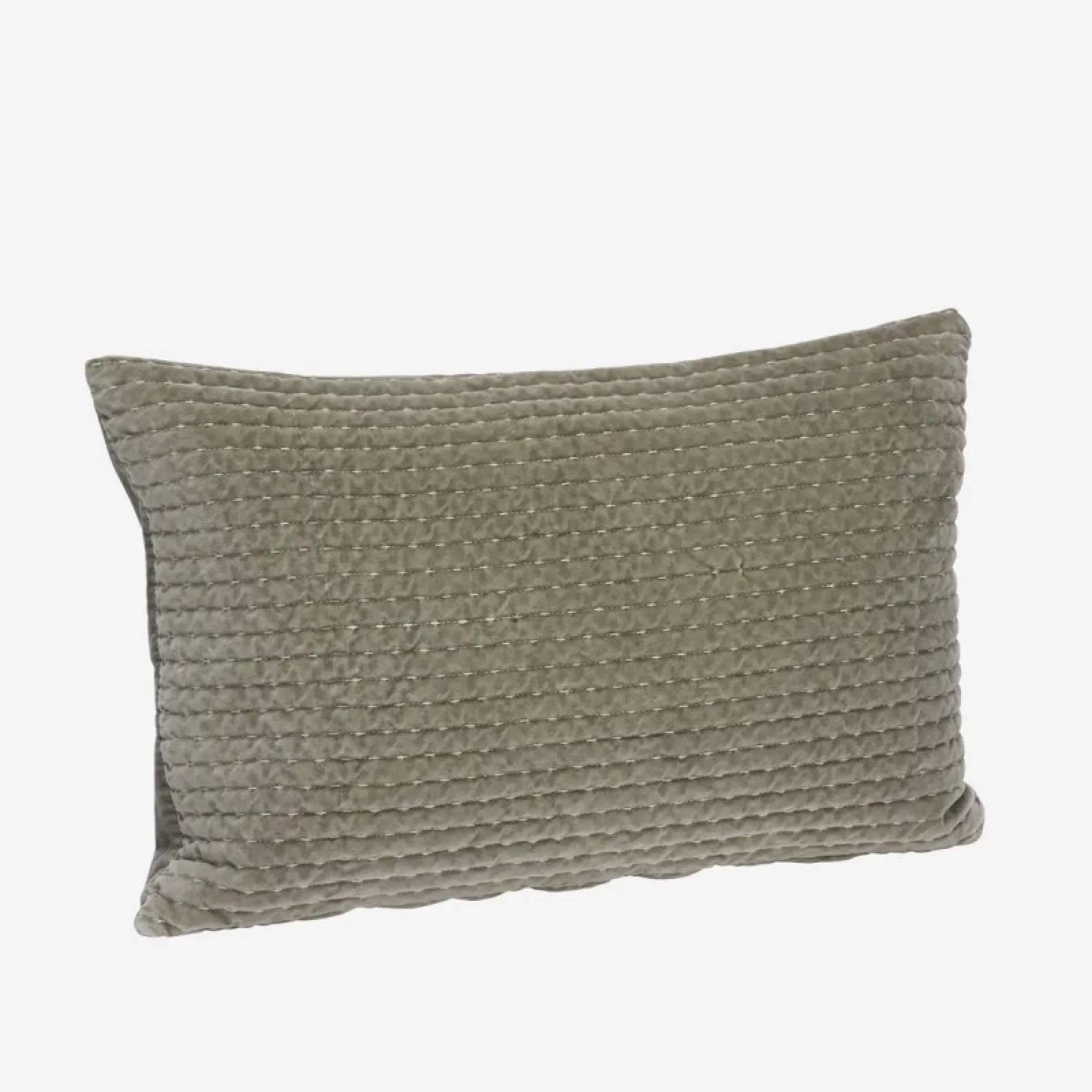 Rectangular Quilted Velvet Cushion In Light Green